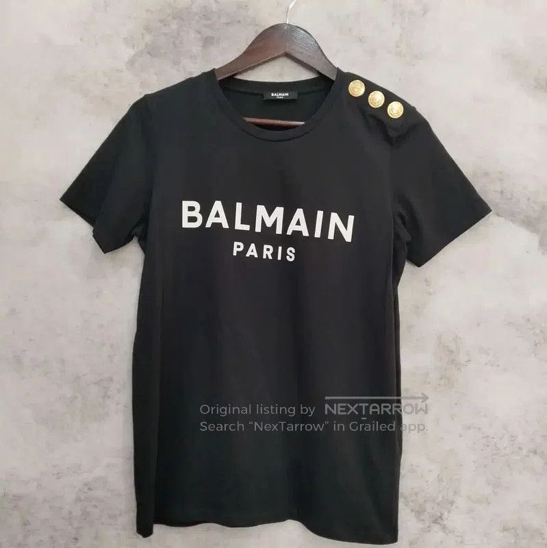 Balmain Balmain Women's Black Cotton Short Sleeve T-Shirt . Size S / US 4 / IT 40 - 1 Thumbnail