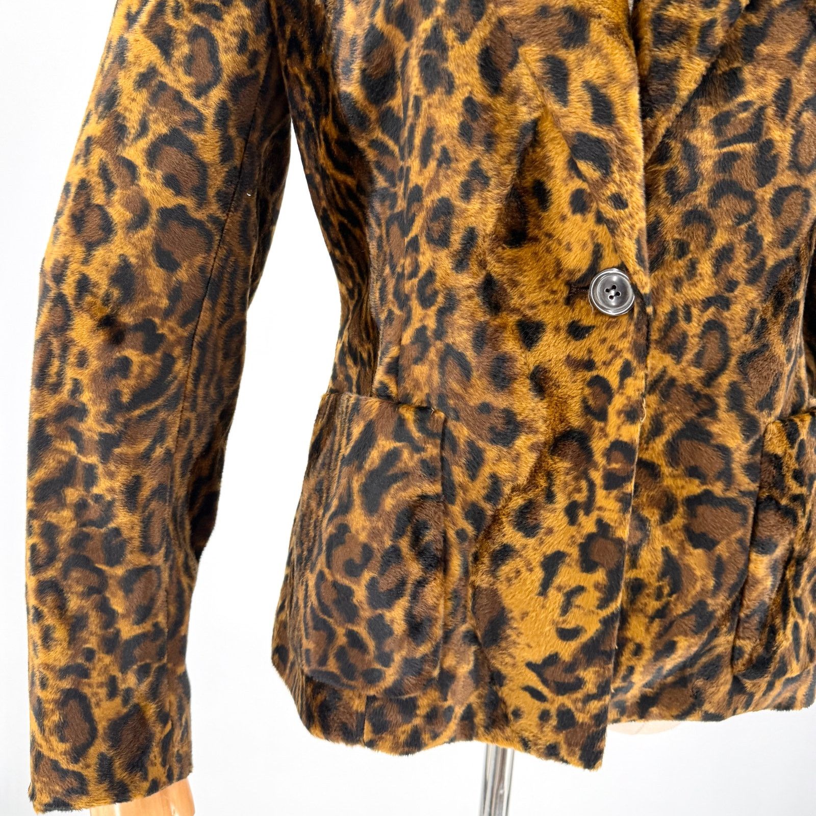Emanuel Ungaro Vintage 90s Leopard Print Faux Fur Blazer Jacket Size S / US 4 / IT 40 - 4 Thumbnail