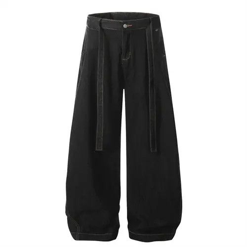 VIBE Men's street style loose washed belt jeans y2k Size US 34 / EU 50 - 8 Thumbnail