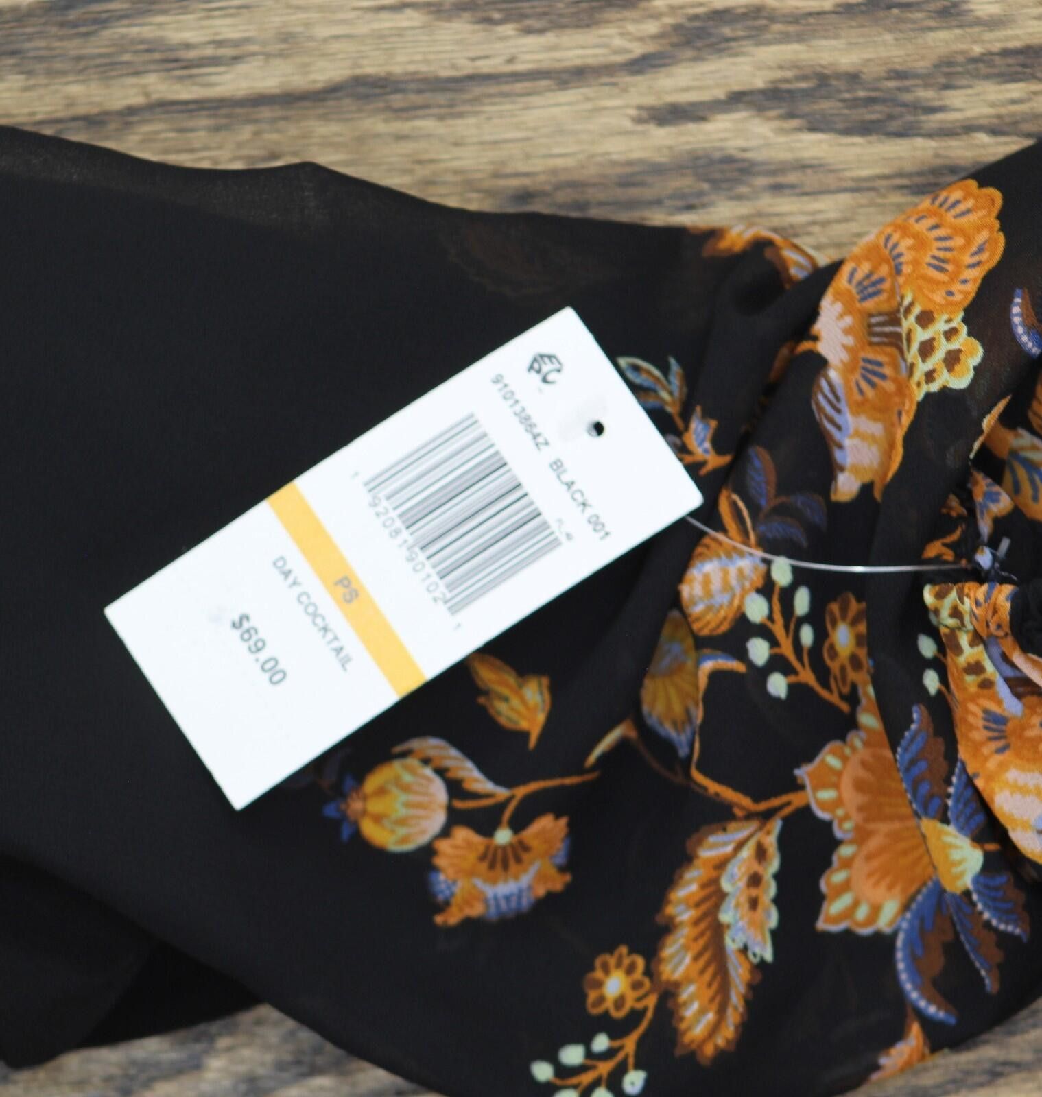 Other Nwt Msk Sheer Long Sleeve Midi Shift Dress Black / Multi Ps Size S / US 4 / IT 40 - 5 Thumbnail