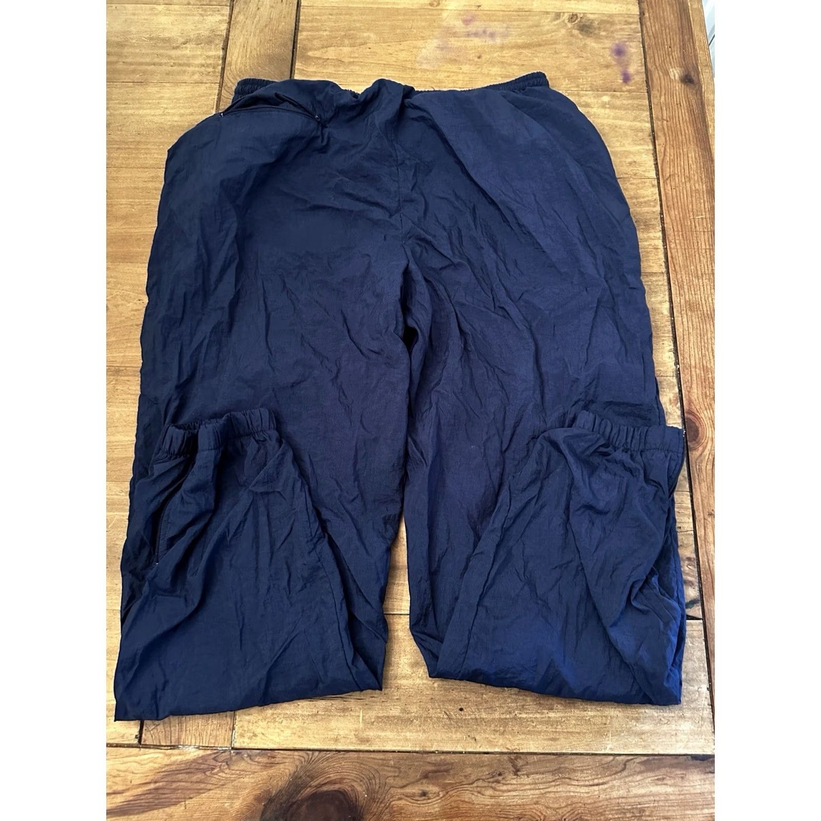 Jockey Vtg XL Jockey Navy Blue Windbreaker Pants Ankle Zip Elastic Waist Pockets Logo Nylon Athletic Unisex Adults XL Size 40" / US 18 - 6 Thumbnail
