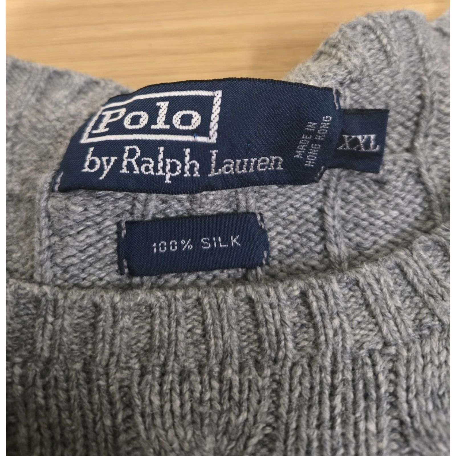 Polo Ralph Lauren Polo Ralph Lauren Sweater Mens 2XL Gray 100% Silk Cable Knit Crewneck Pullover Size US XXL / EU 58 / 5 - 6 Thumbnail