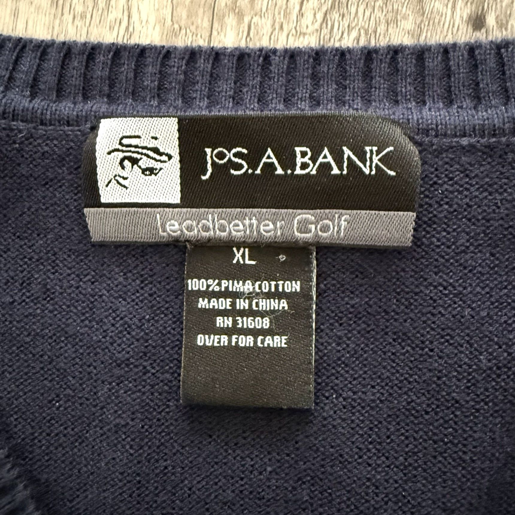 Jos. A. Bank Jos A Bank Leadbetter Golf Vest Men XL Blue Pima Cotton Argyle Print Lightweight Size US XL / EU 56 / 4 - 2 Thumbnail
