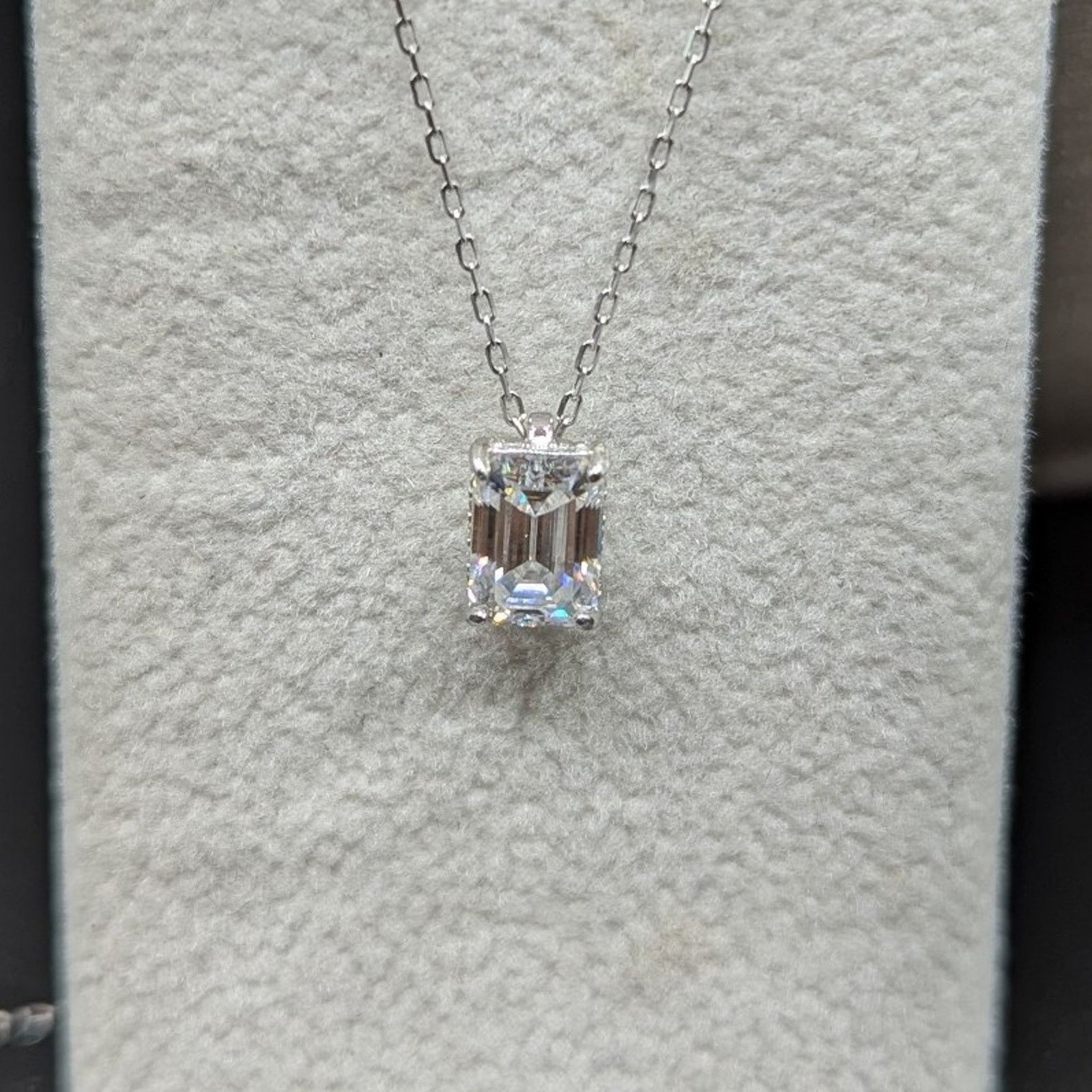 Other Emerald-Cut Pendant Necklace 1Ct Moissanite Sterling Silver Size ONE SIZE - 3 Thumbnail