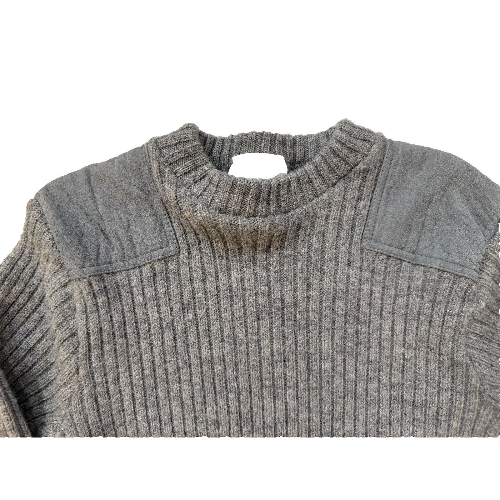 & Other Stories Vintage 100% Wool Sweater Mens SM Gray Suede Patches England Size US S / EU 44-46 / 1 - 7 Thumbnail