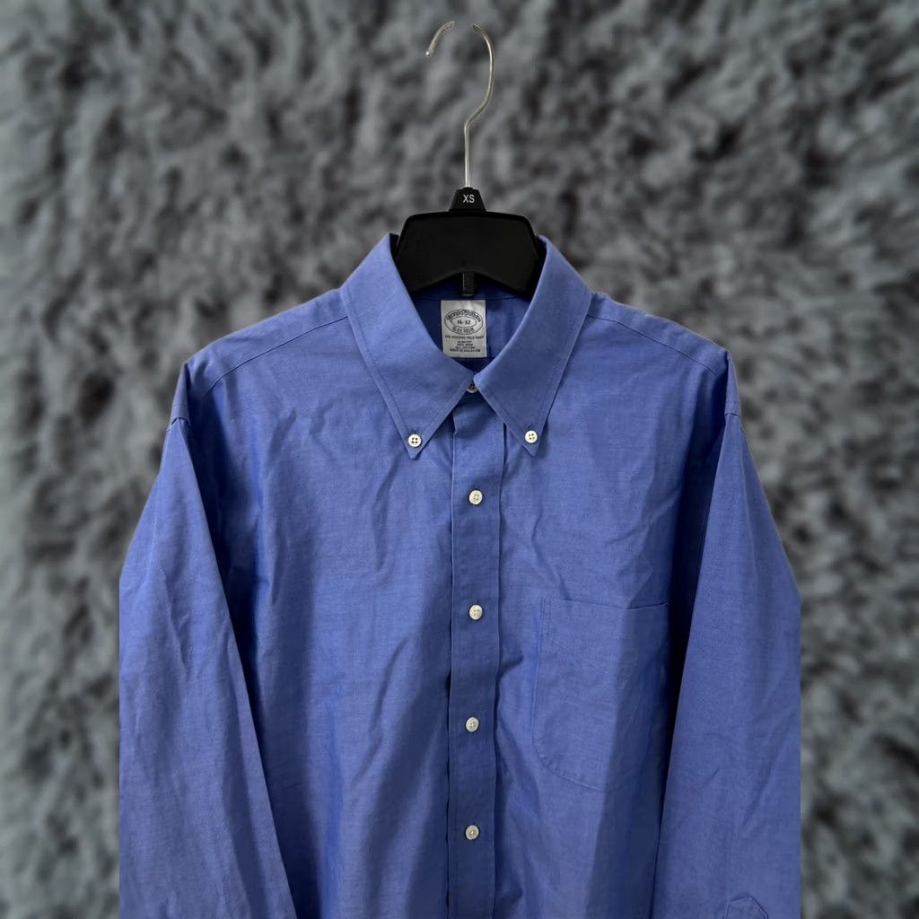 Brooks Brothers Brooks Brothers Original Polo Shirt Dress Shirt Mens 16 Blue Oxford Slim Fit Non Iron L/S Size US L / EU 52-54 / 3 - 1 Thumbnail