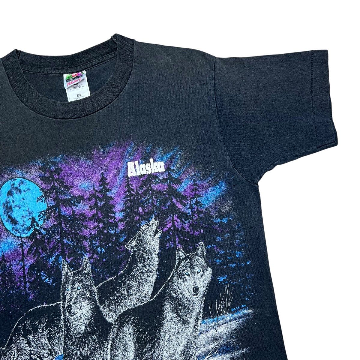 Fruit Of The Loom Vintage 1996 Alaska Wolf Pack Nature Double Sided T-Shirt Size US M / EU 48-50 / 2 - 5 Thumbnail