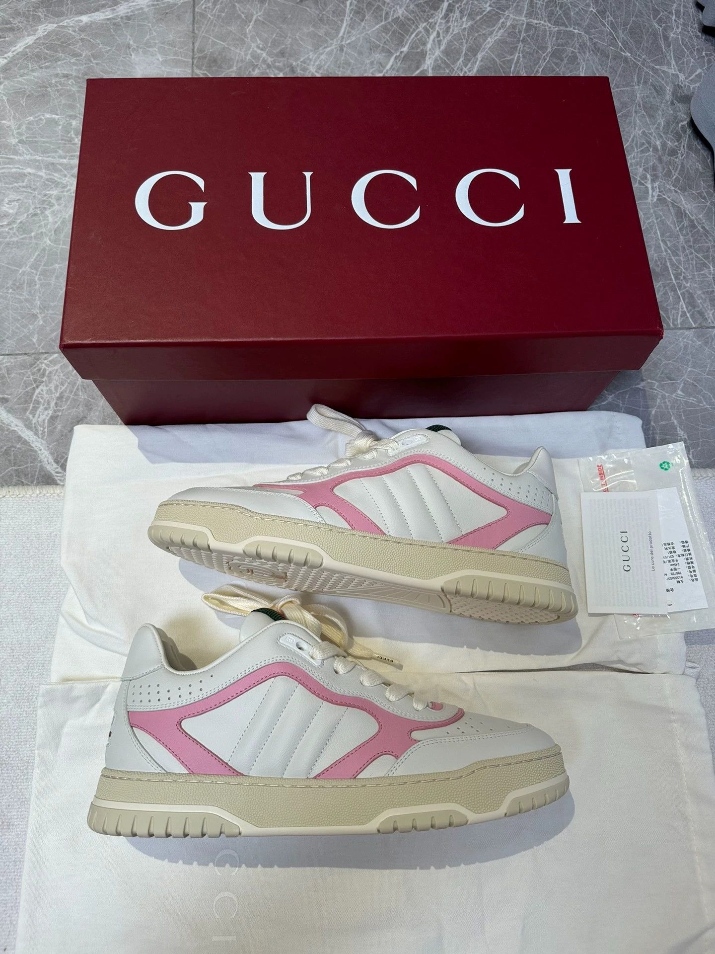 Gucci Gucci Women's Reweb color block white pink sneakers 39 Size US 8.5 / IT 38.5 - 9 Thumbnail