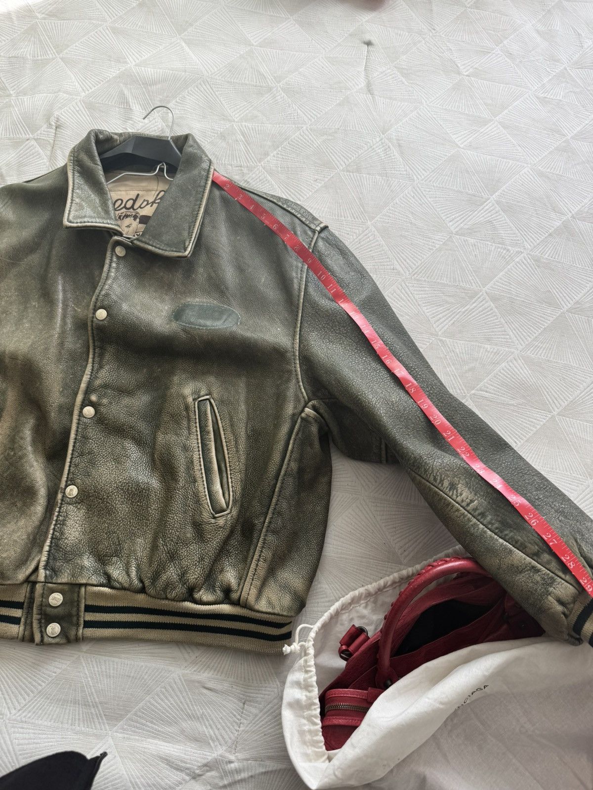 NFL Vintage Redskins Paris Green Leather Varsity Baseball Jacket Size US XL / EU 56 / 4 - 14 Thumbnail