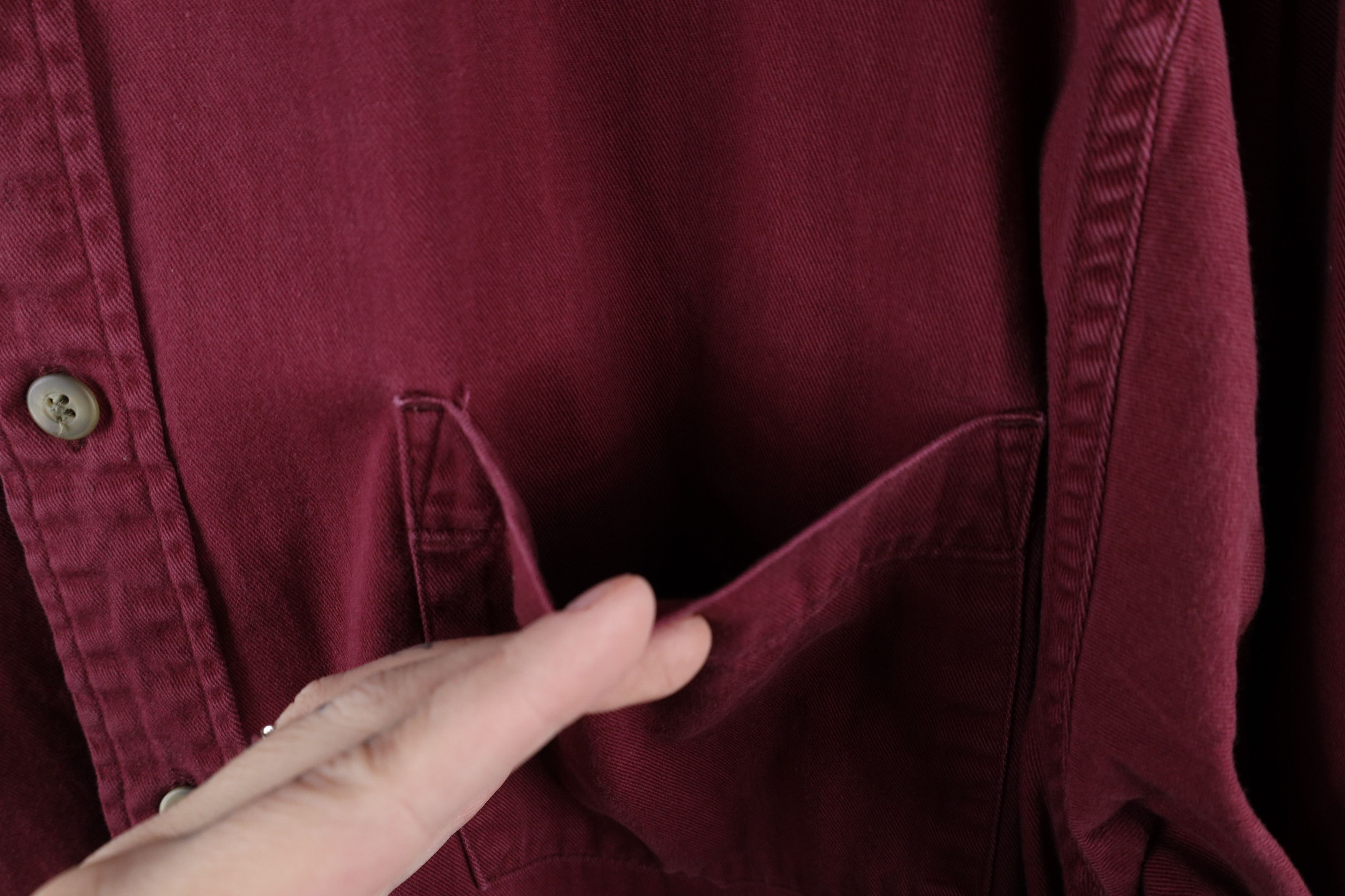 Eddie Bauer × Vintage Vintage 90s Eddie Bauer Button Down Shirt Burgundy Cotton Size US L / EU 52-54 / 3 - 5 Thumbnail