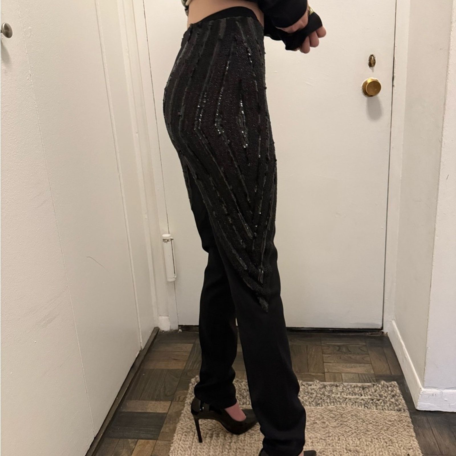 La Perla La Perla Elegant Black Sequin and beaded Embellished Pants Size 27" / US 4 / IT 40 - 10 Thumbnail