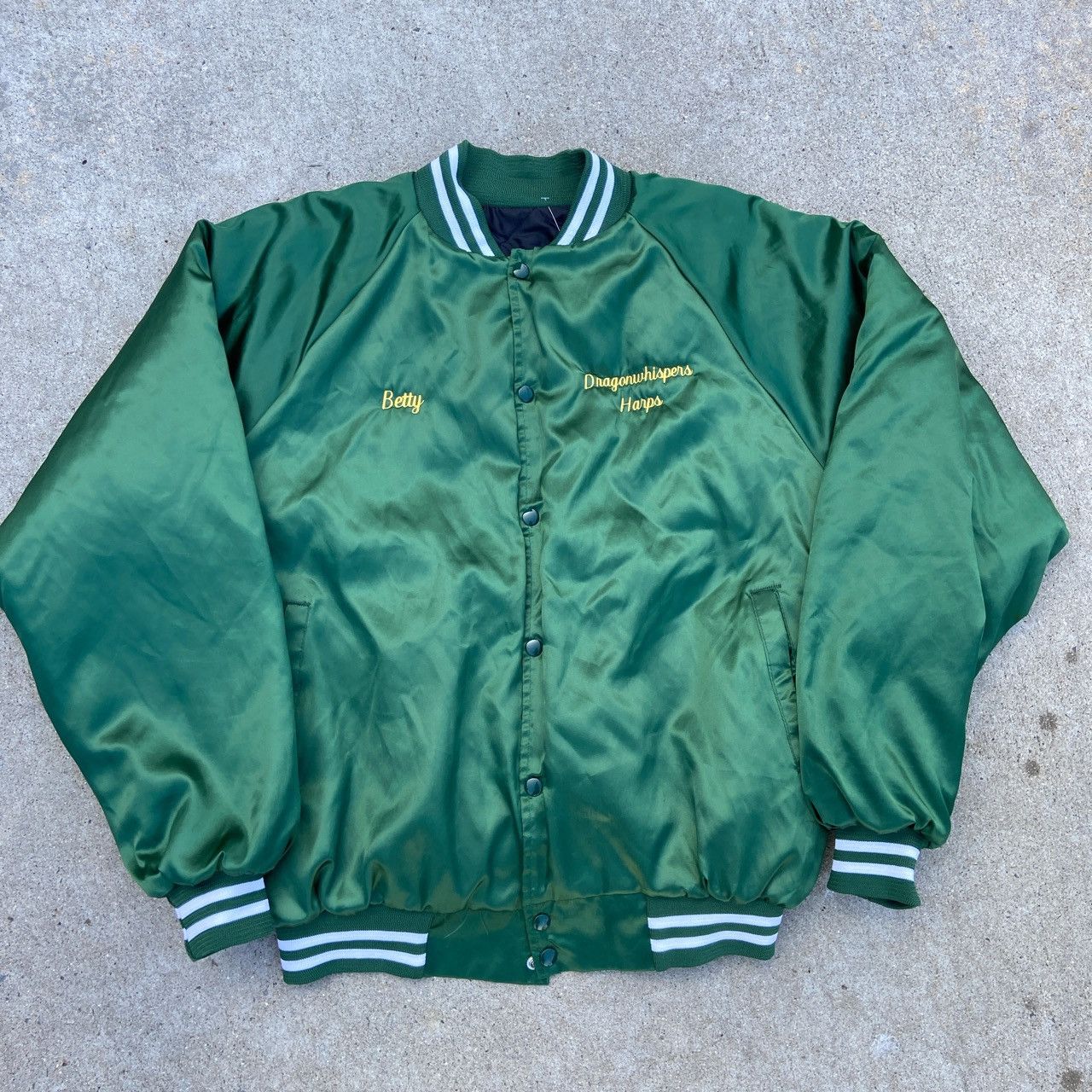 Vintage Vintage 90s Wearguard Green Satin Varsity Jacket Size XL | Grailed