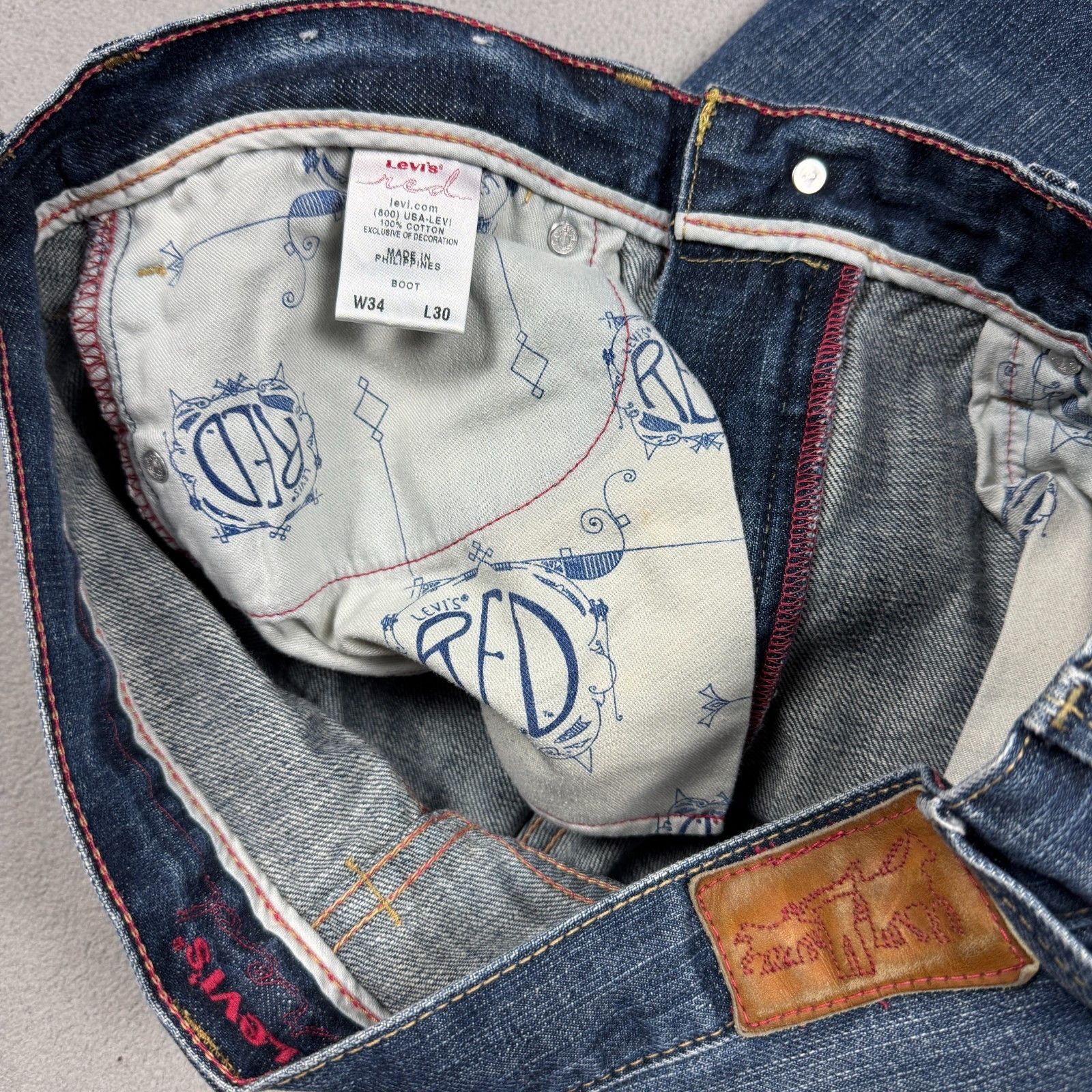 Levi's Vintage Clothing VTG Levi's RED Jeans W34 L30 Bootcut Distressed Indigo Denim Size US 34 / EU 50 - 5 Thumbnail