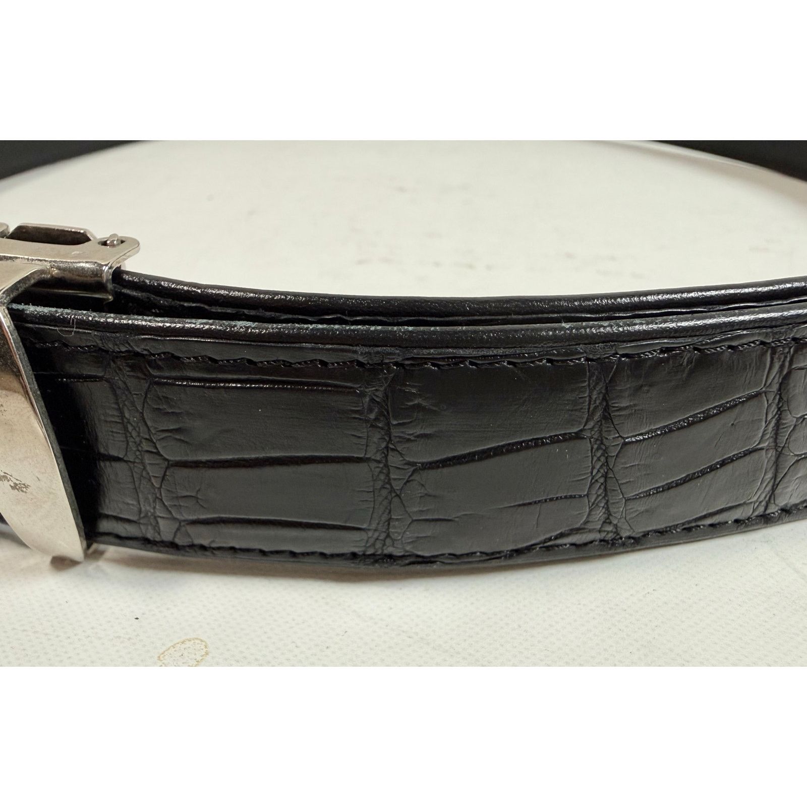 Vintage NWOT Auto Locking Crocodile Belly Skin Belt size 46 Size 46 - 4 Thumbnail