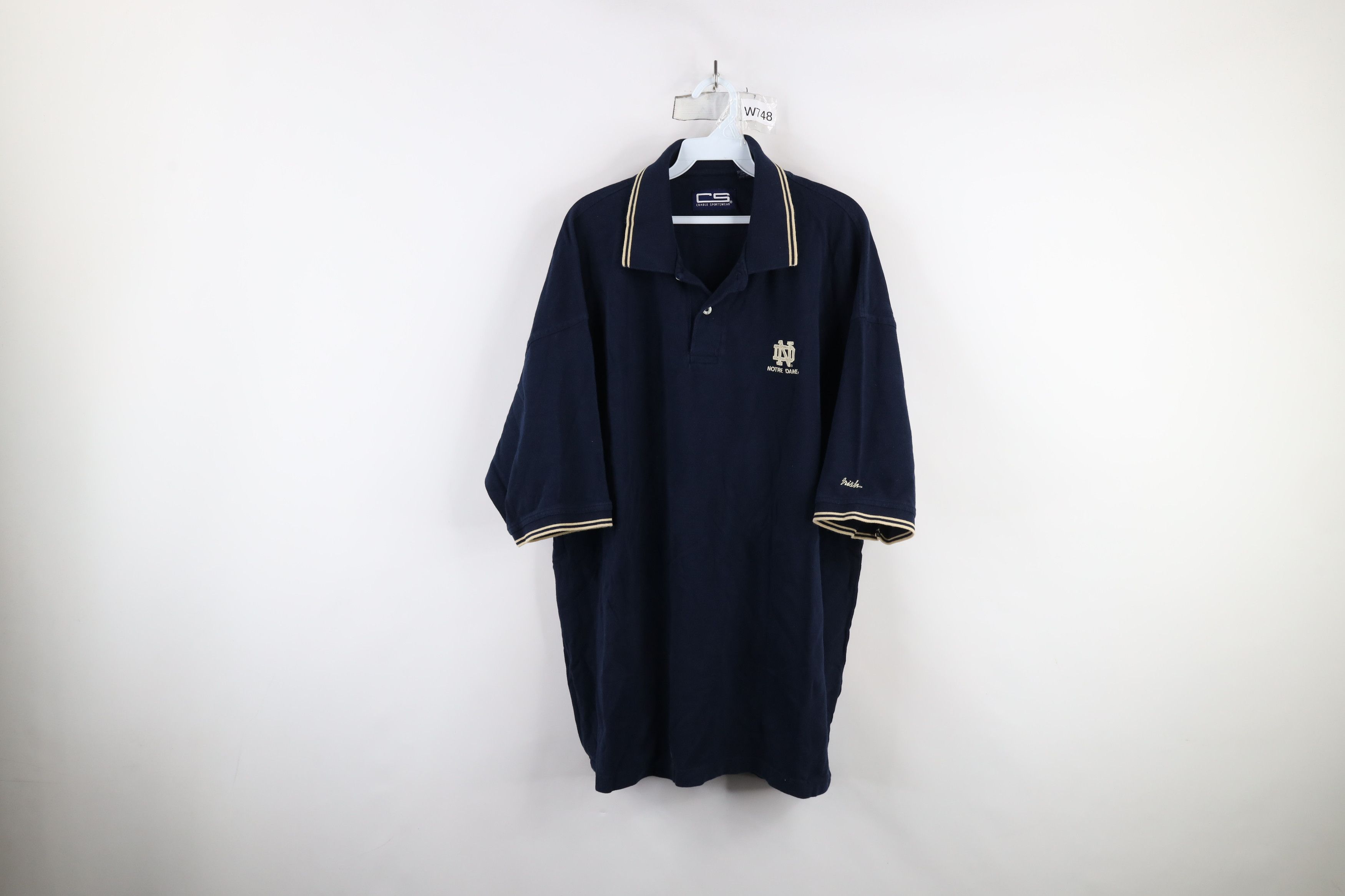 Vintage Vintage 90s Faded Notre Dame University Polo Shirt Blue Size US XXL / EU 58 / 5 - 1 Thumbnail