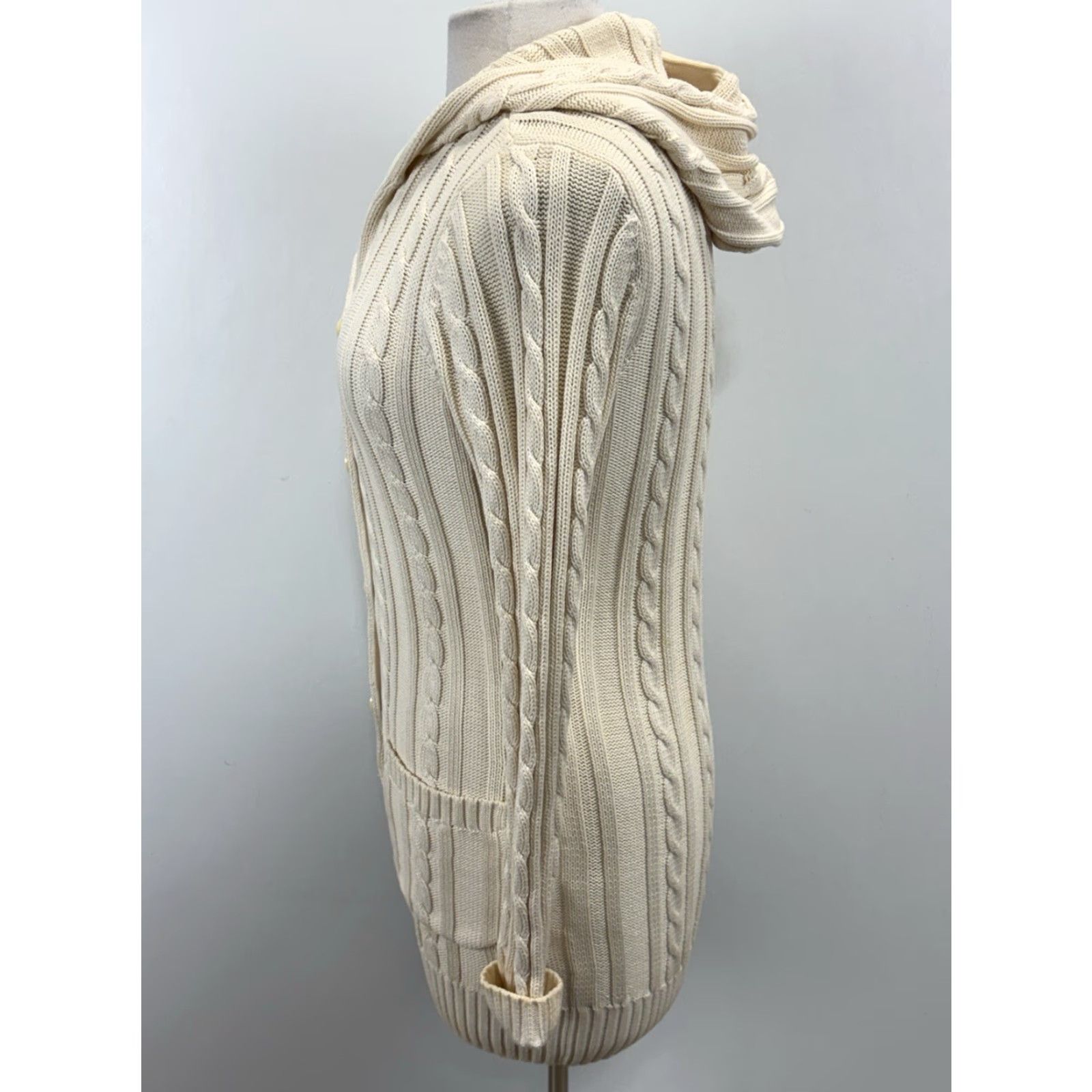 Vineyard Vines Vineyard Vines Cardigan Sweater Women’s S Ivory Hood Fisherman Coast Knit Cable-Knit Hooded Long Sleeve Nautical Preppy Classic Coastal Dress: None Size S / US 4 / IT 40 - 2 Thumbnail