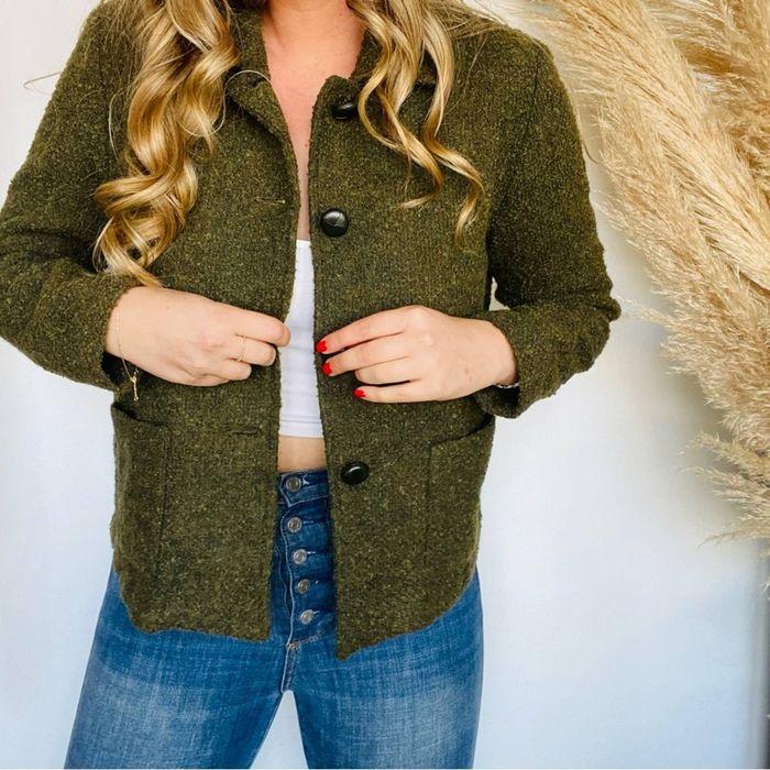 Vintage VINTAGE Olive Green Boiled Wool Shacket Shirt Jacket Sweater ...