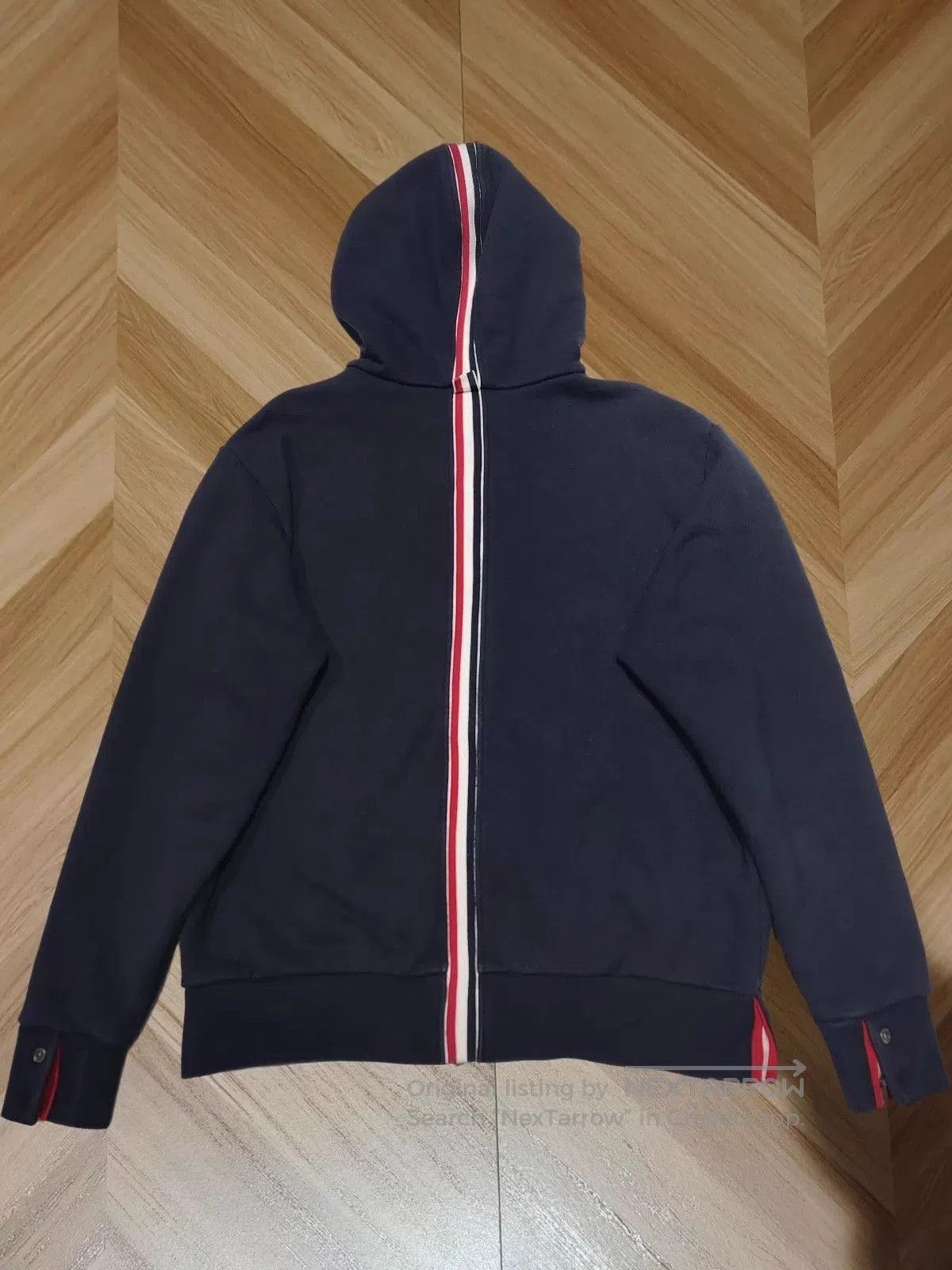 Thom Browne Blue Zip-Up Hoodie with Striped Hood Detail. Size US L / EU 52-54 / 3 - 2 Thumbnail