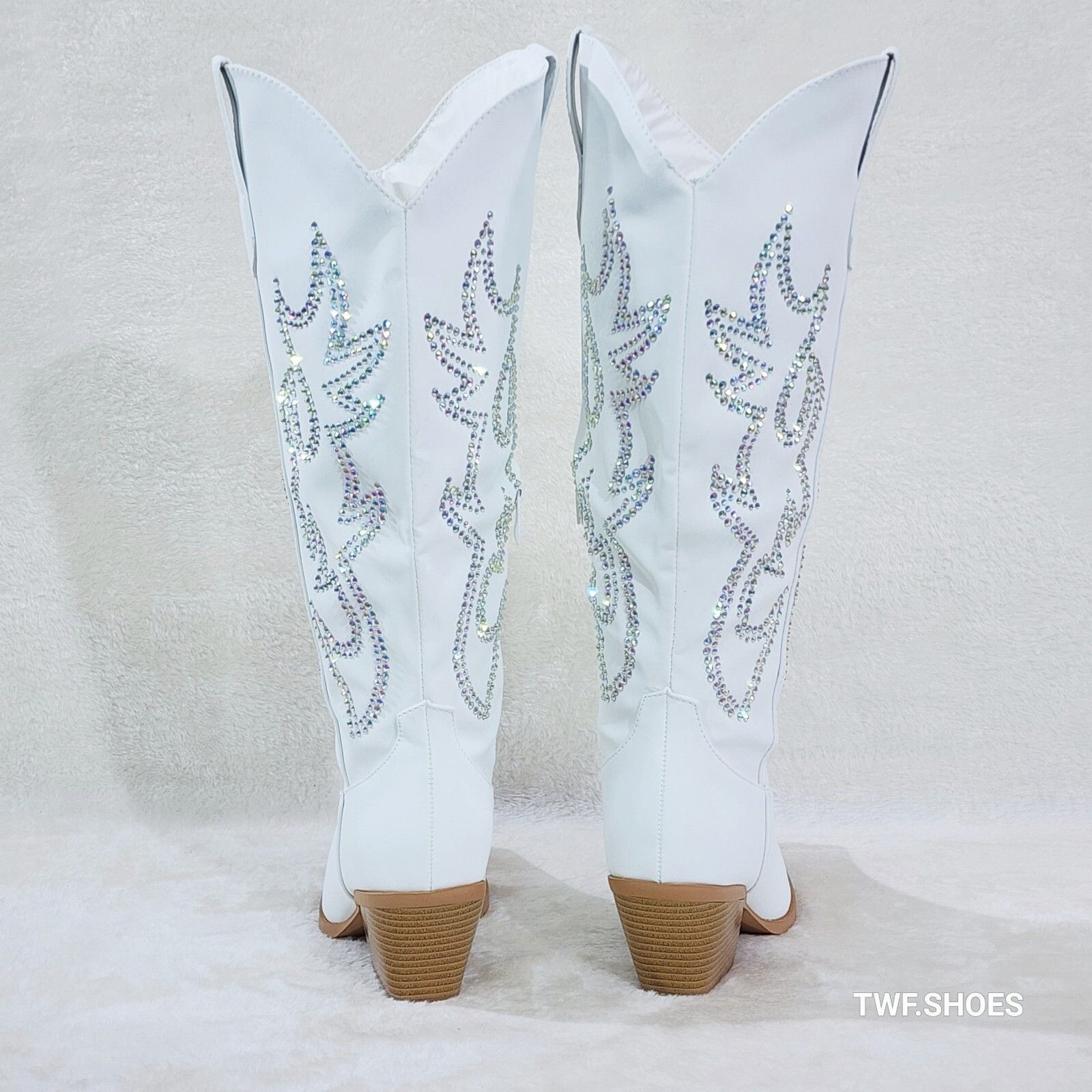 Other Ann White Leatherette With Rhinestones Country Glam Western Size US 8 / IT 38 - 4 Thumbnail