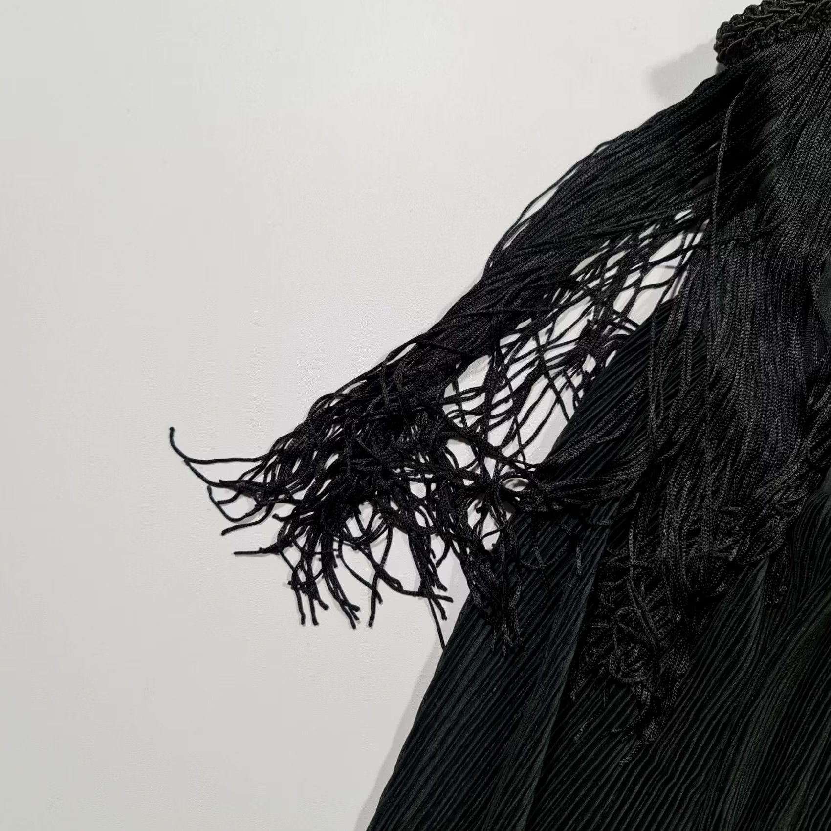 Vintage BIBA Dress Black 12 UK Sleeveless Fringe A-Line Knee Length Womens Dress Size XL / US 12-14 / IT 48-50 - 4 Thumbnail