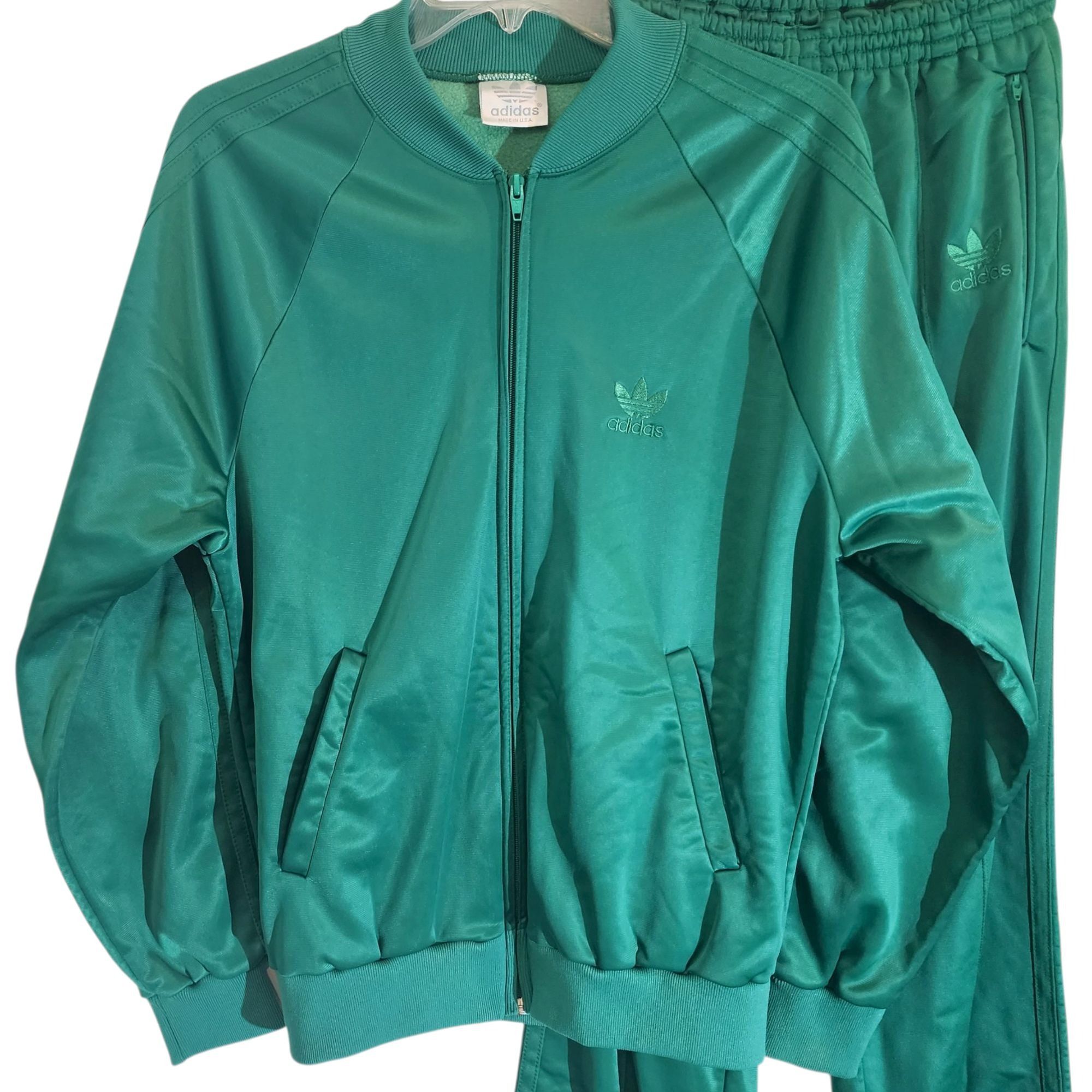 Adidas Vintage Adidas Trefoil Tracksuit 70s 80s Green Made in USA I Size US M / EU 48-50 / 2 - 2 Thumbnail