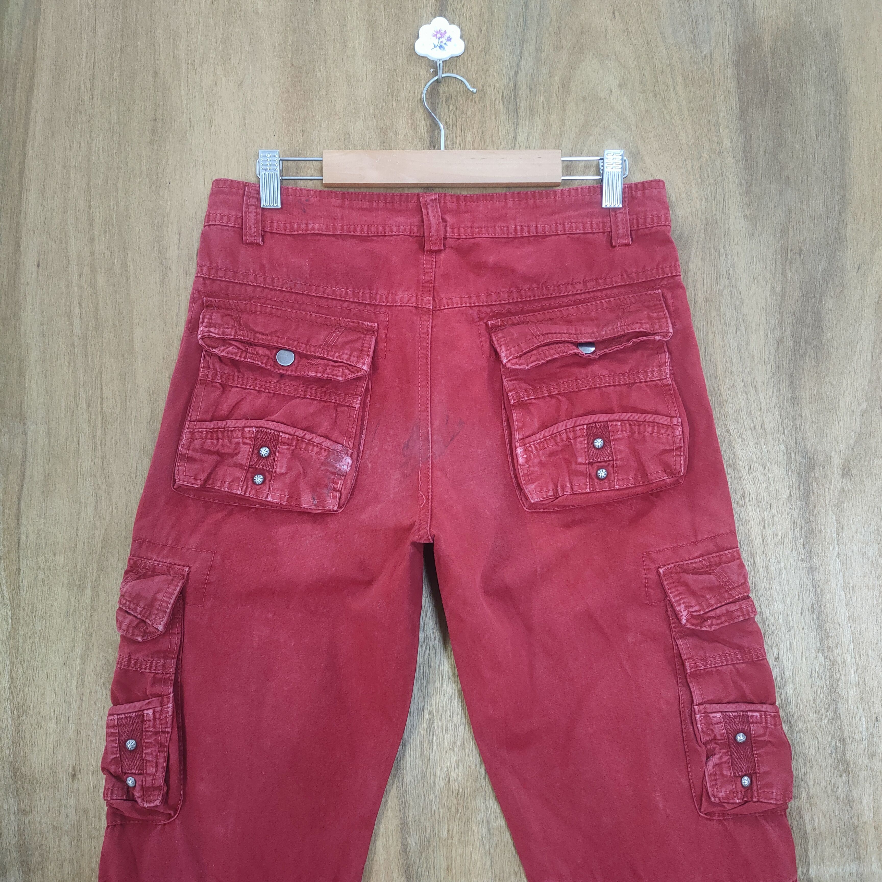 Japanese Brand VINTAGE JAPANESE 10 POCKET RED CARGO PANTS Size US 30 / EU 46 - 7 Thumbnail