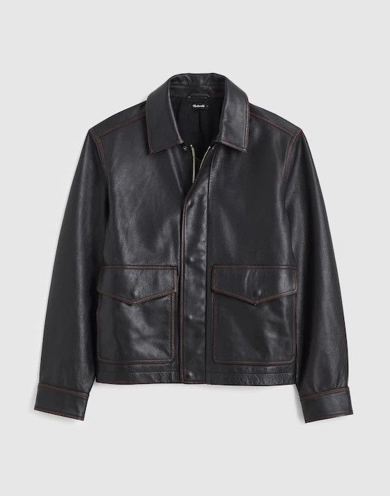 Madewell Madewell Black Leather Flight Jacket Size US XL / EU 56 / 4 - 15 Thumbnail