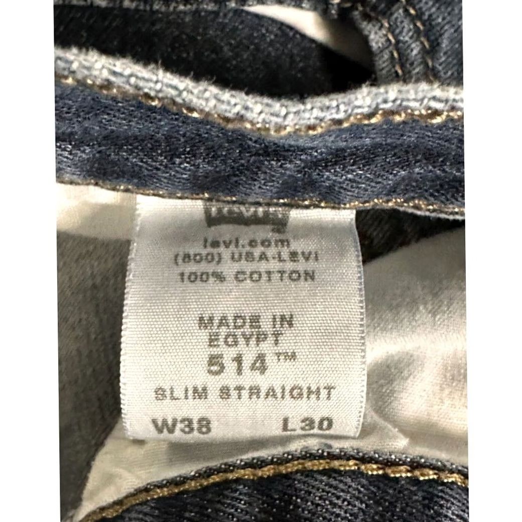 Levi's Levi's 514 Jeans Mens 38X30 Blue Slim Straight Cotton Denim Red Tab Pockets Denim Pants Straight Slim Mens 38X30 Blue Levi's 514 Jeans Mens Size US 38 / EU 54 - 5 Thumbnail