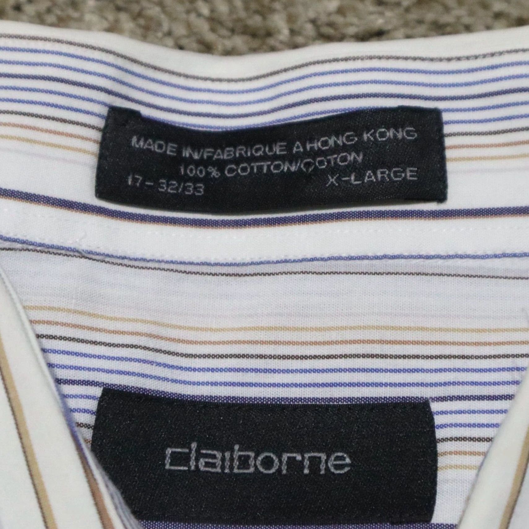 Liz Claiborne CLAIBORNE Shirt Adult XL Multicolor Striped Button-Up Short Sleeve Mens Size US XL / EU 56 / 4 - 3 Thumbnail