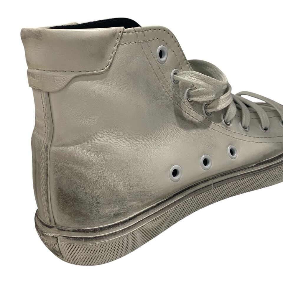 Saint Laurent Paris $695 Bedford White Distressed Leather High-Top Sneaker Size US 5 / IT 35 - 20 Thumbnail
