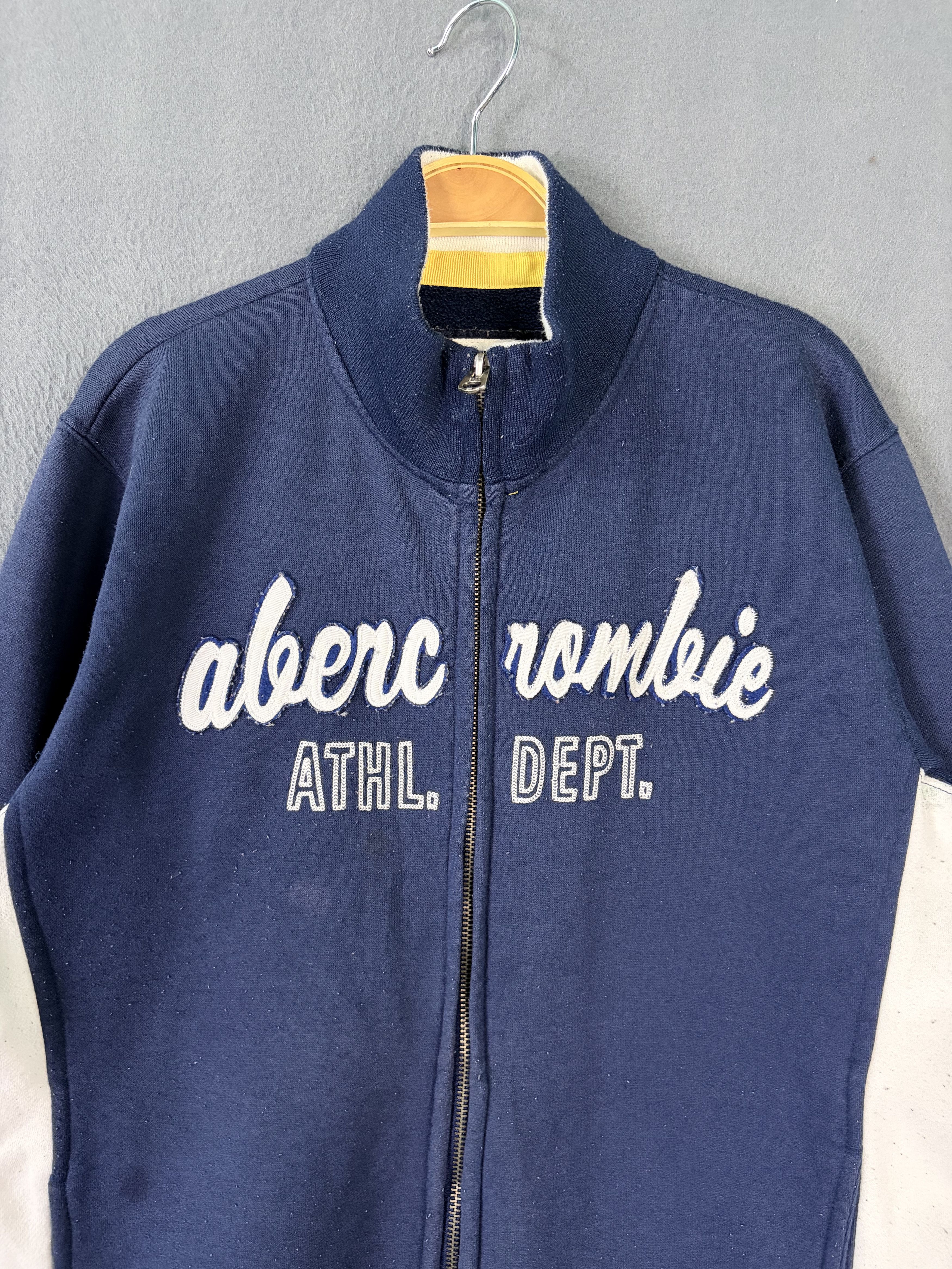 Abercrombie & Fitch Abercrombie Navy Blue Track Jacket Cotton-Blend Size US XL / EU 56 / 4 - 3 Thumbnail