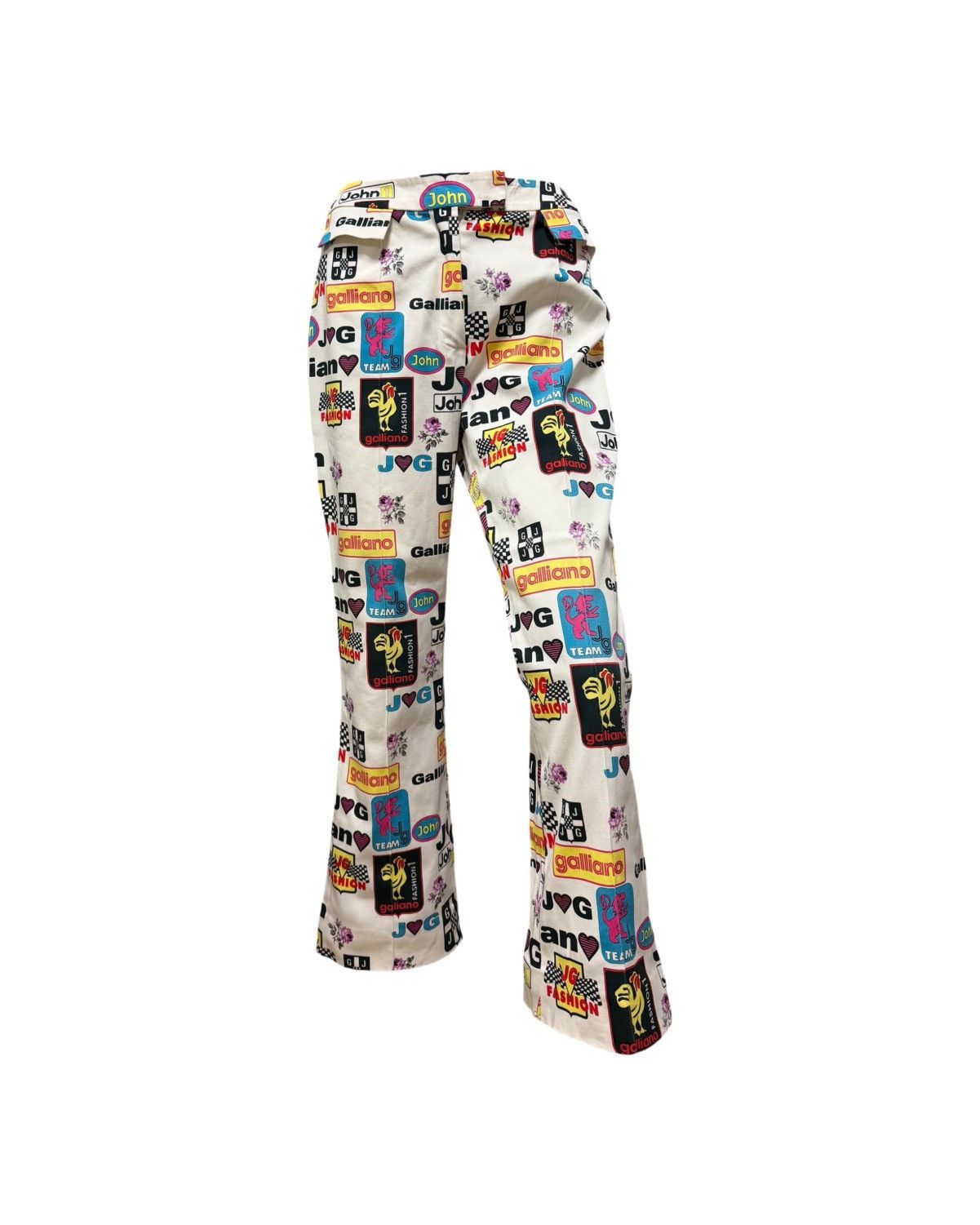 John Galliano JOHN GALLIANO S/S 2002 Graphic Print Bootcut Flared Pants Size 28" / US 6 / IT 42 - 1 Thumbnail