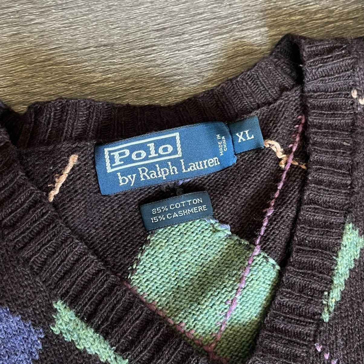 Polo Ralph Lauren Vintage 90s Polo Ralph Lauren Diamond Argyle V Neck Sweater Size US XL / EU 56 / 4 - 4 Thumbnail
