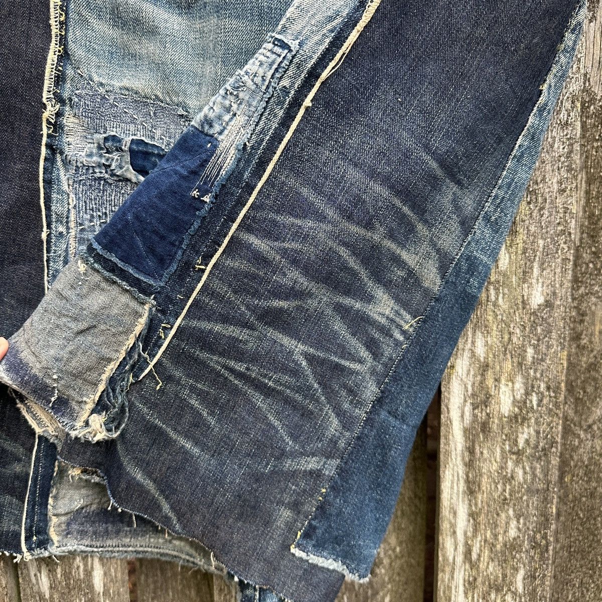 Kapital Selvedge Buckle Back Crash Boro Denim Shorts jort 5 pockets Size US 36 / EU 52 - 7 Thumbnail