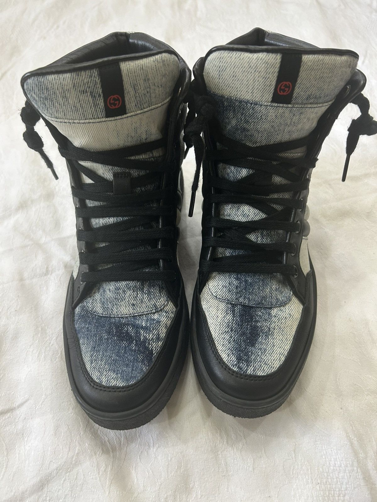 gucci washed denim high top sneakers