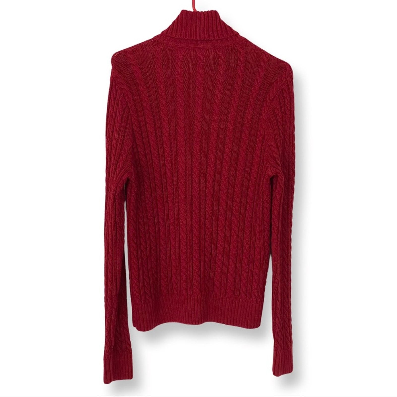 Other Vintage 90's Jeanne Pierre Red Cable Knit Turtleneck Sweater Size L / US 10 / IT 46 - 3 Thumbnail