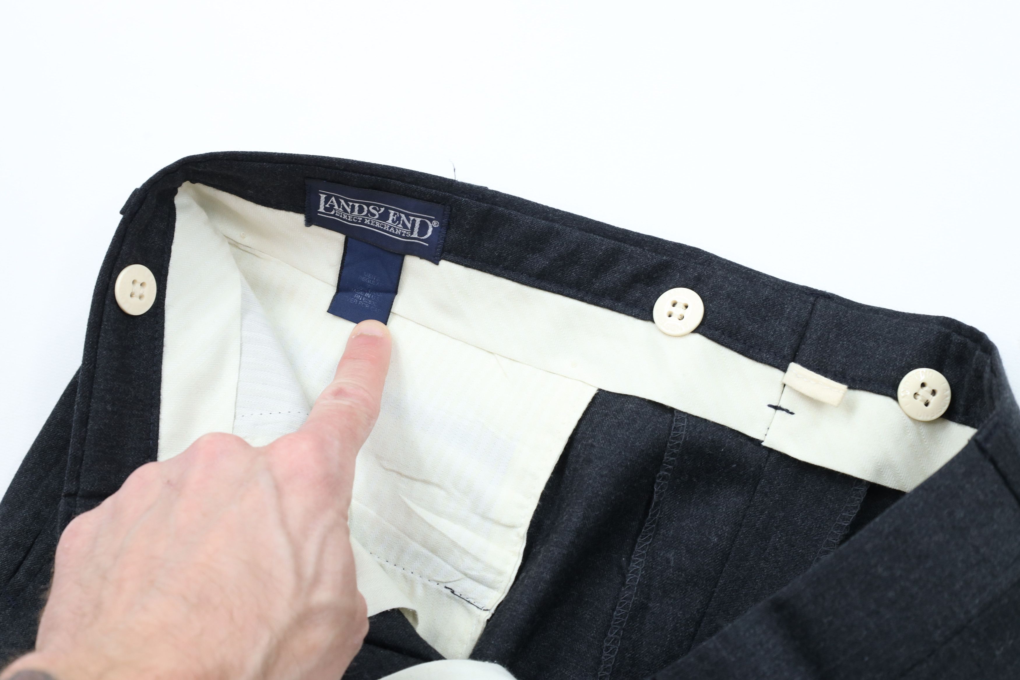 Lands' End × Vintage Vintage 80s Lands End Wool Chino Pants Charcoal Gray USA Size US 38 / EU 54 - 6 Thumbnail