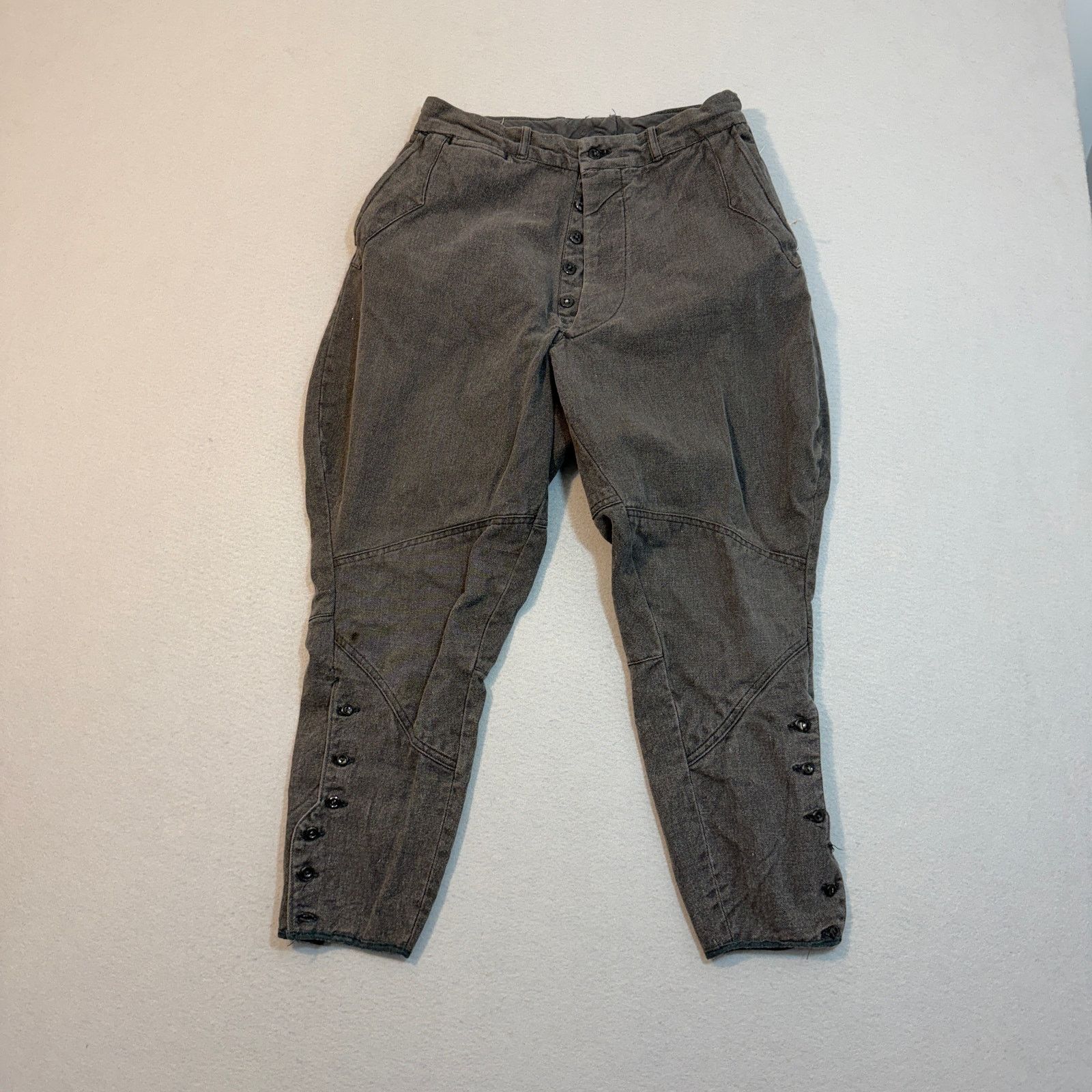 Vintage Vintage French Workwear Salt Pepper Riding Breeches 28x24 Size US 28 / EU 44 - 1 Thumbnail
