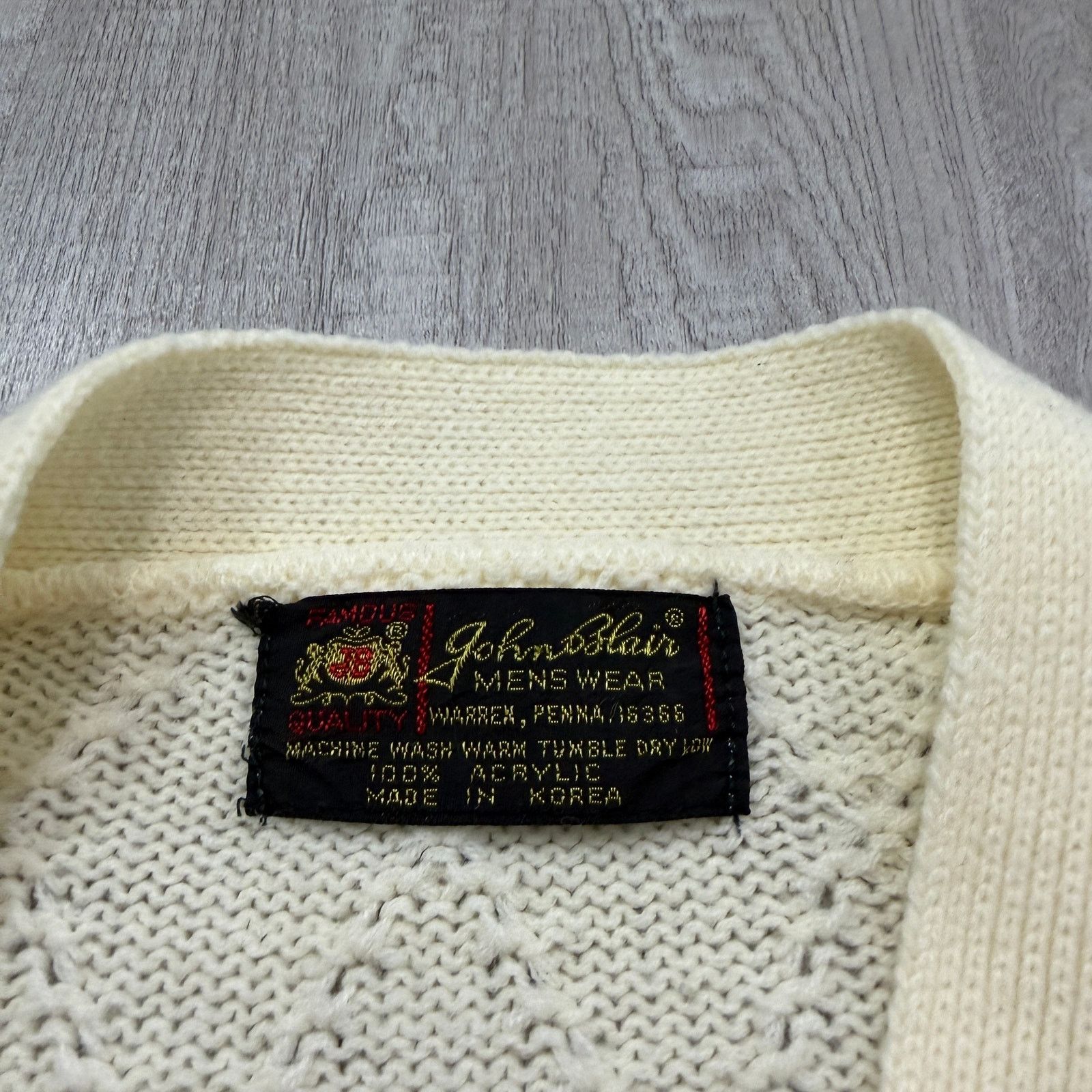 Vintage Vintage John Blair Cardigan Sweater Men's Medium Cream 70s Size US M / EU 48-50 / 2 - 4 Thumbnail