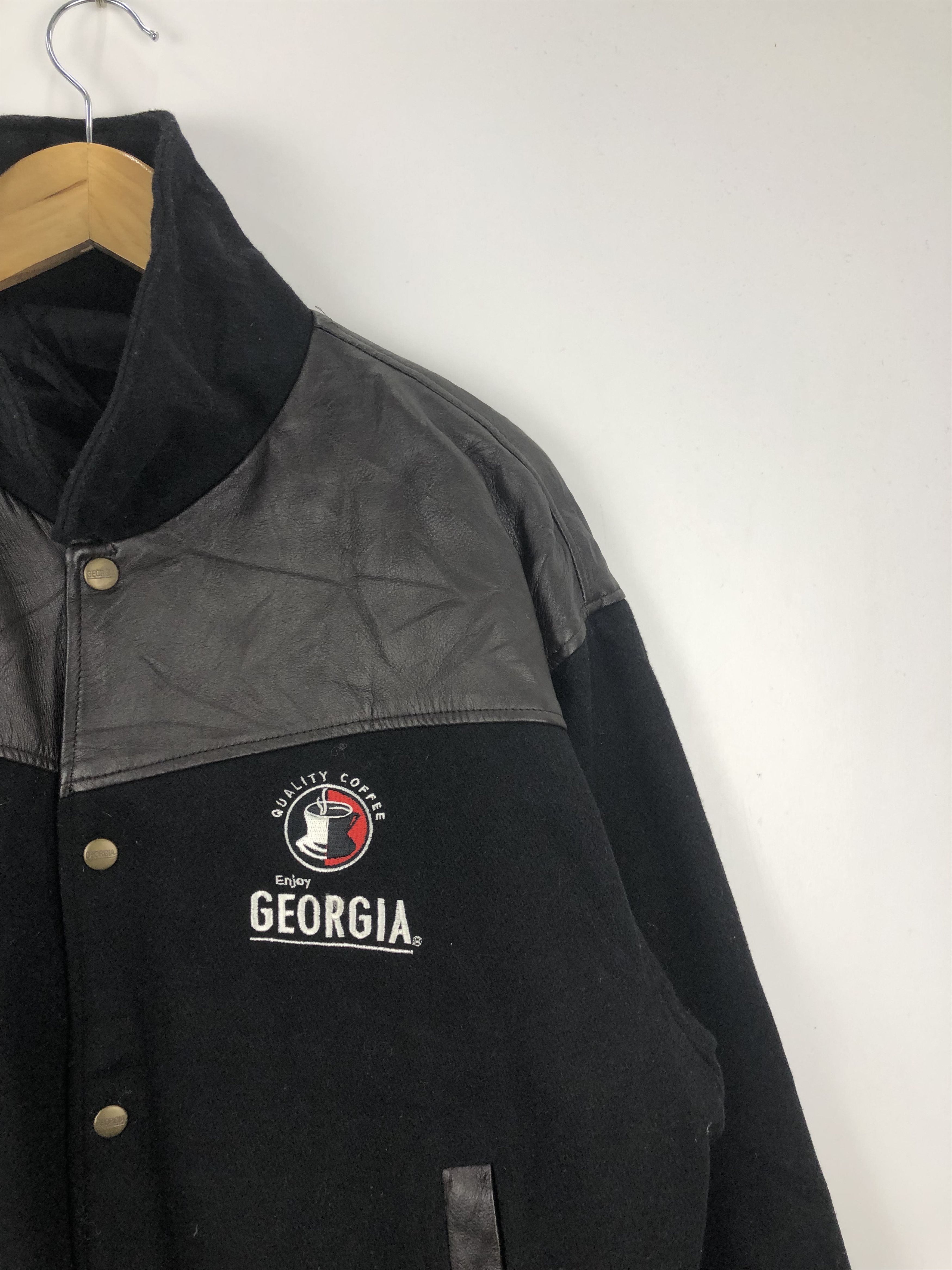 Vintage Vintage Georgia Coffee Wool Leather Varsity Jacket V0326 Size US M / EU 48-50 / 2 - 6 Thumbnail