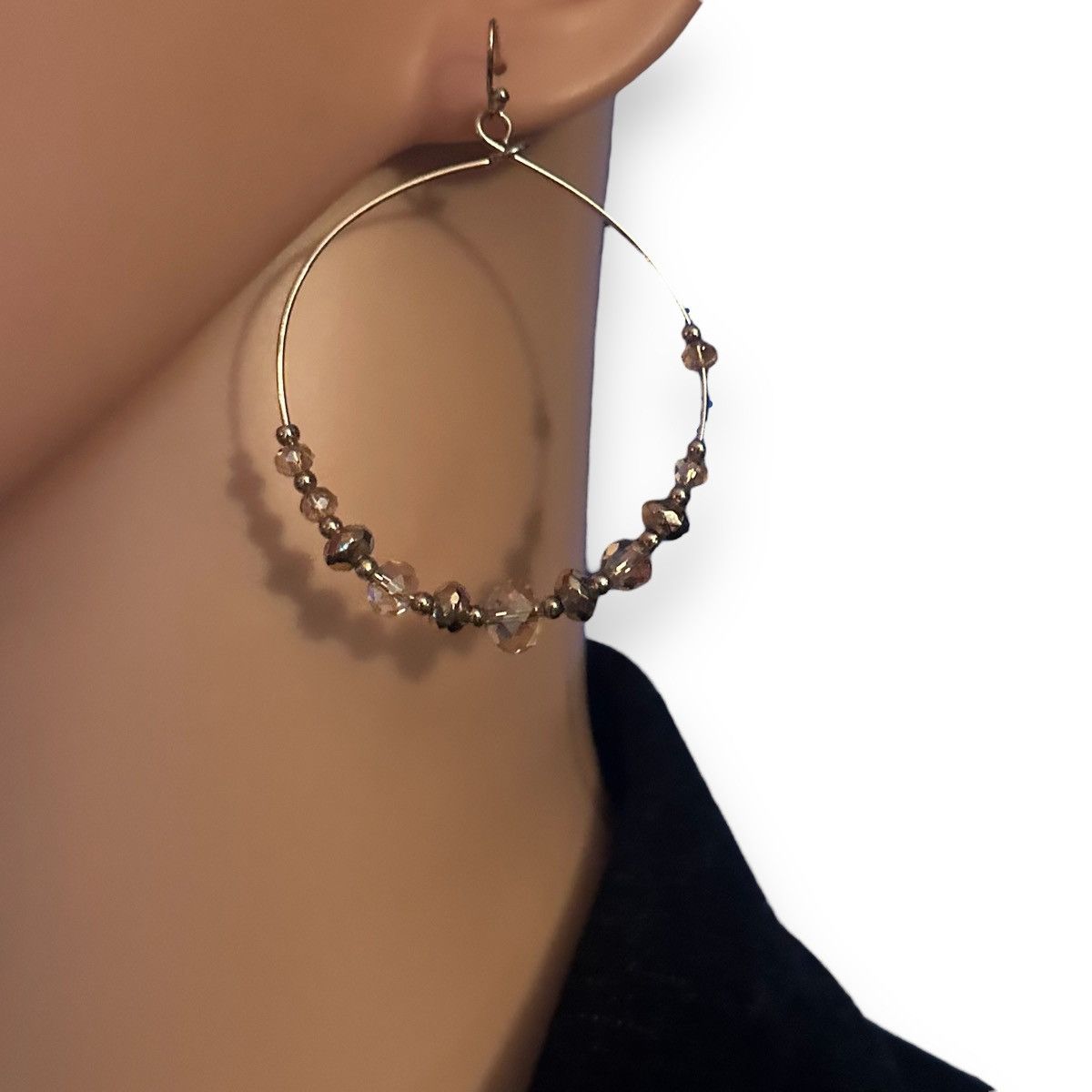 Other Crystal bead circle hoop earrings Size ONE SIZE - 2 Thumbnail