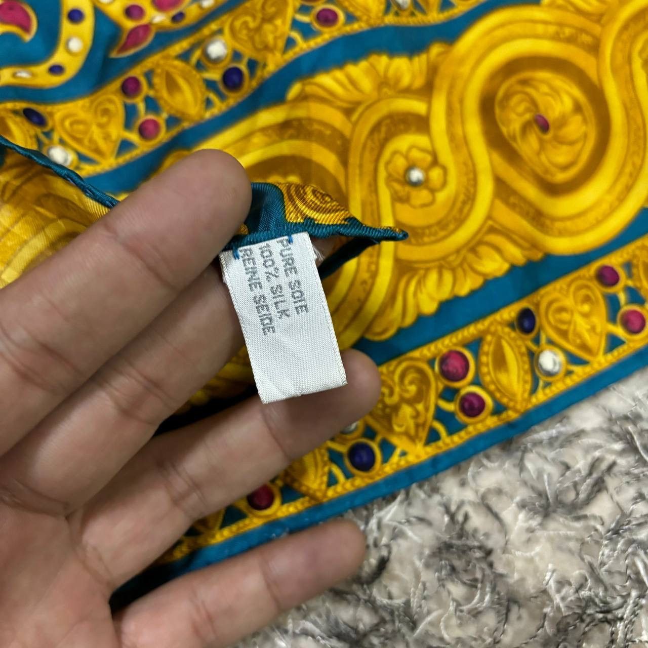 Christian Dior Monsieur Vtg Christian Dior Silk Scarf Baroque Jewel Gold Chain Italy Size ONE SIZE - 5 Thumbnail