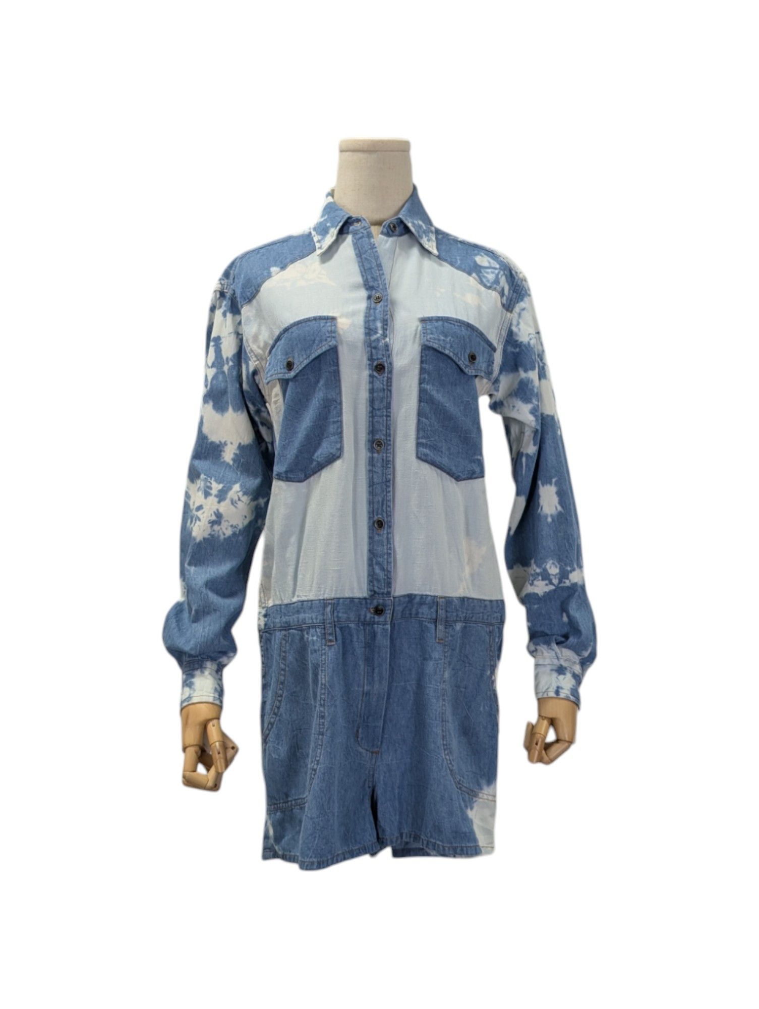 Isabel Marant Denim Tie-Dyed Print Short Jumpsuit Size 26" / US 2 / IT 38 - 1 Thumbnail