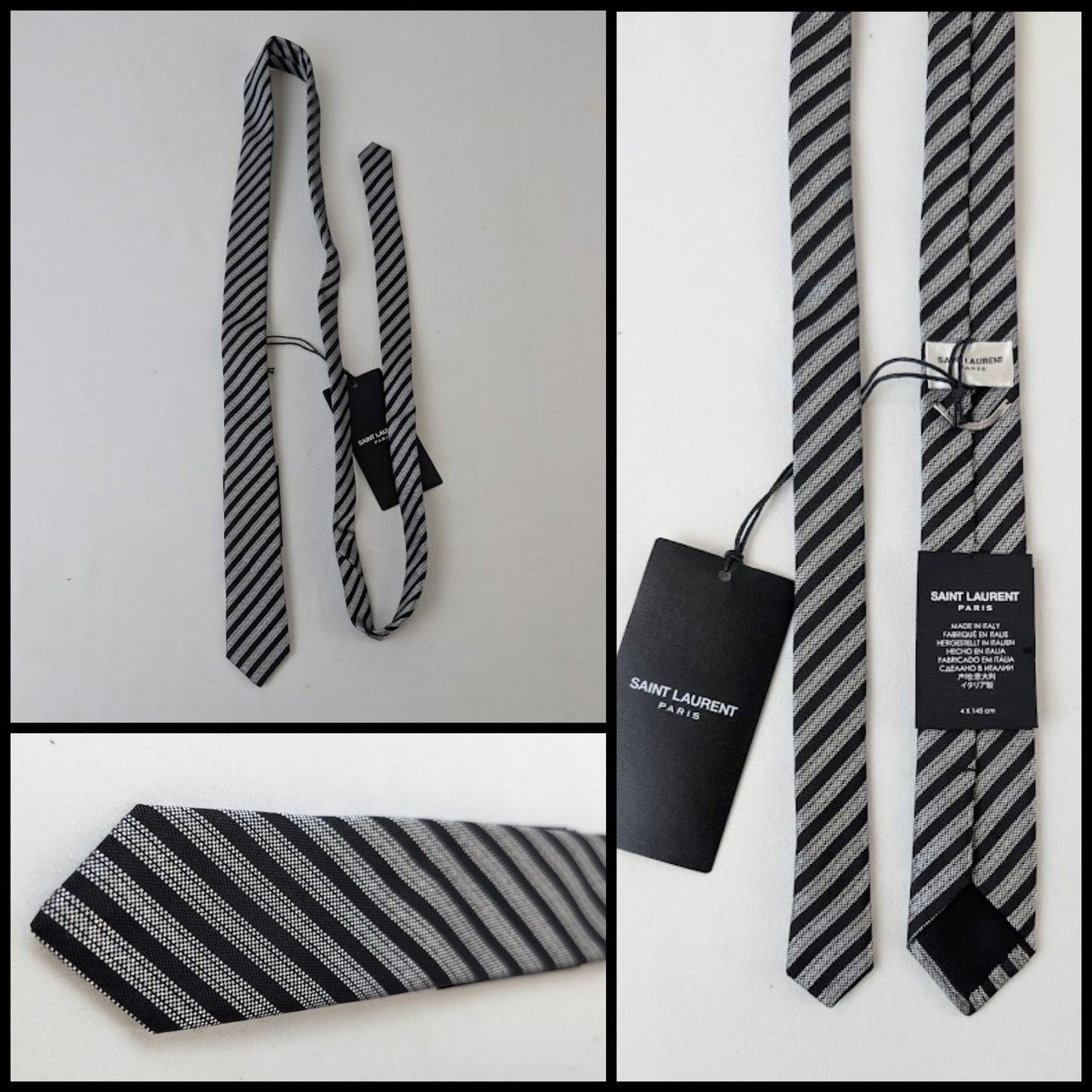 Saint Laurent Paris Saint Laurent black leather tie Hedi Slimane