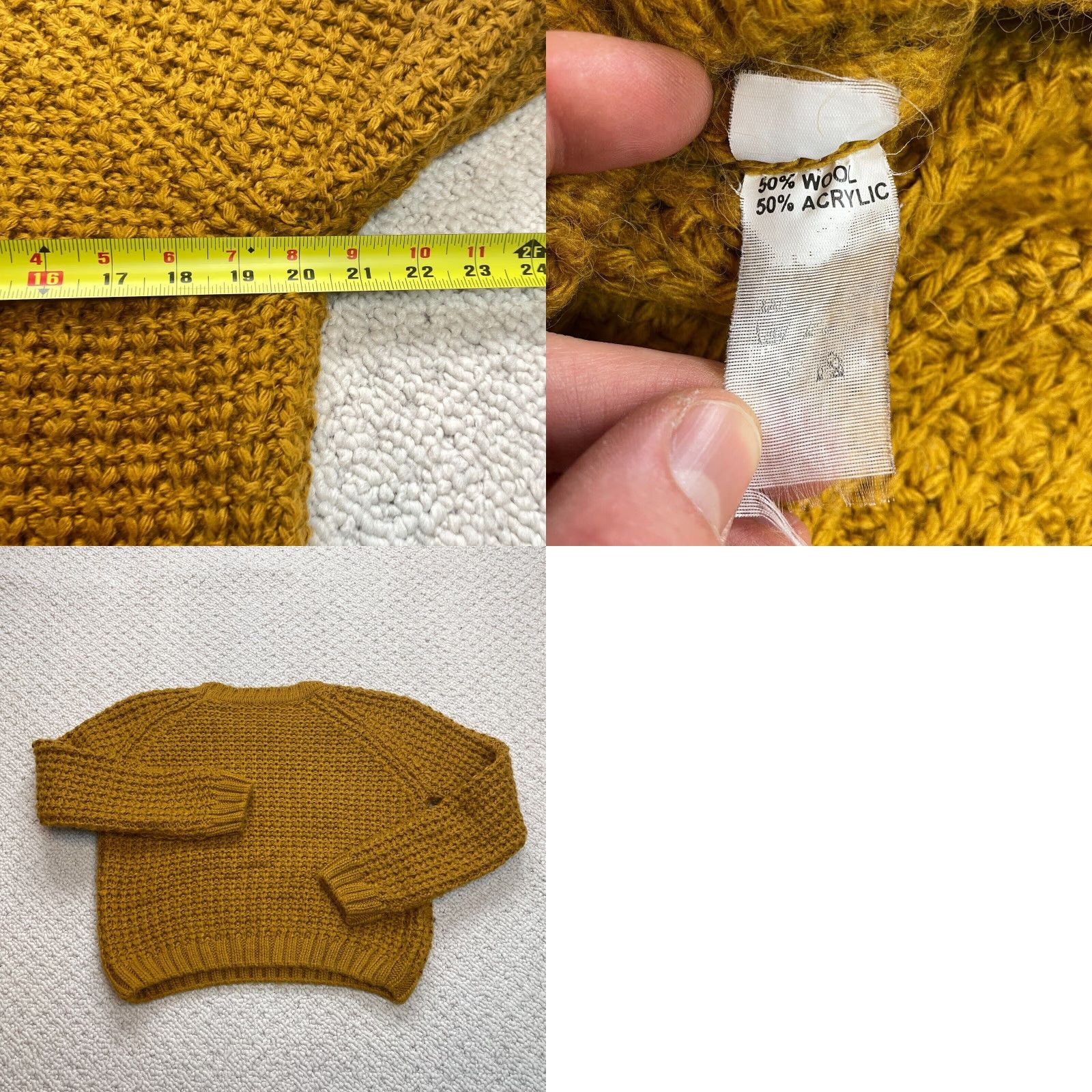 Tommy Hilfiger Tommy Hilfiger Sweater Womens M Waffle-Knit Brownish Yellow Crew Neck Wool Acrylic Size M / US 6-8 / IT 42-44 - 8 Thumbnail