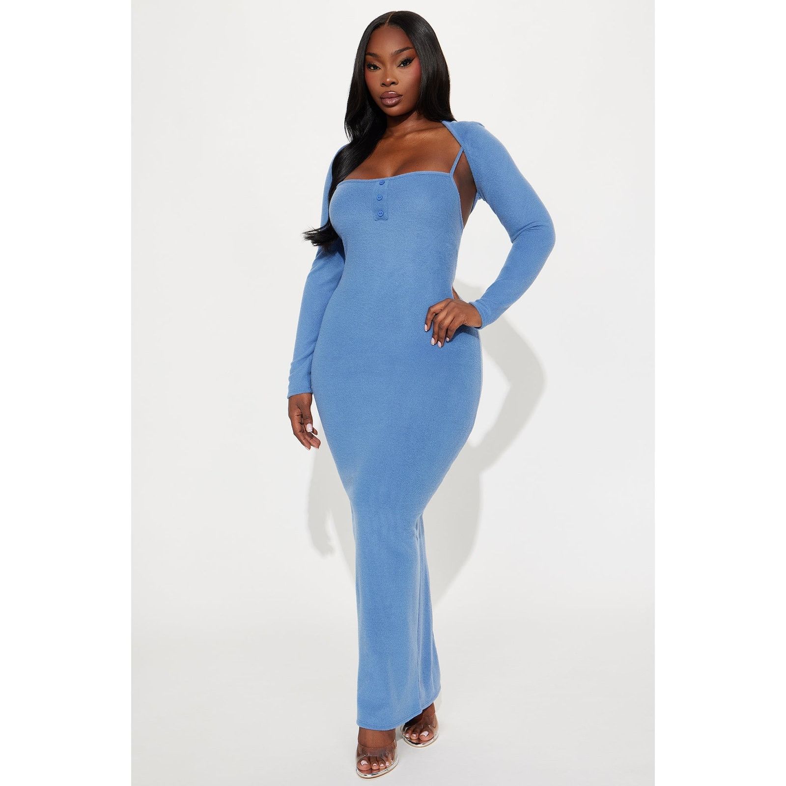 Other No Rush Sweater Maxi Dress - Dusty Blue - Size 3X Size 3XL / US 20-22 - 4 Thumbnail