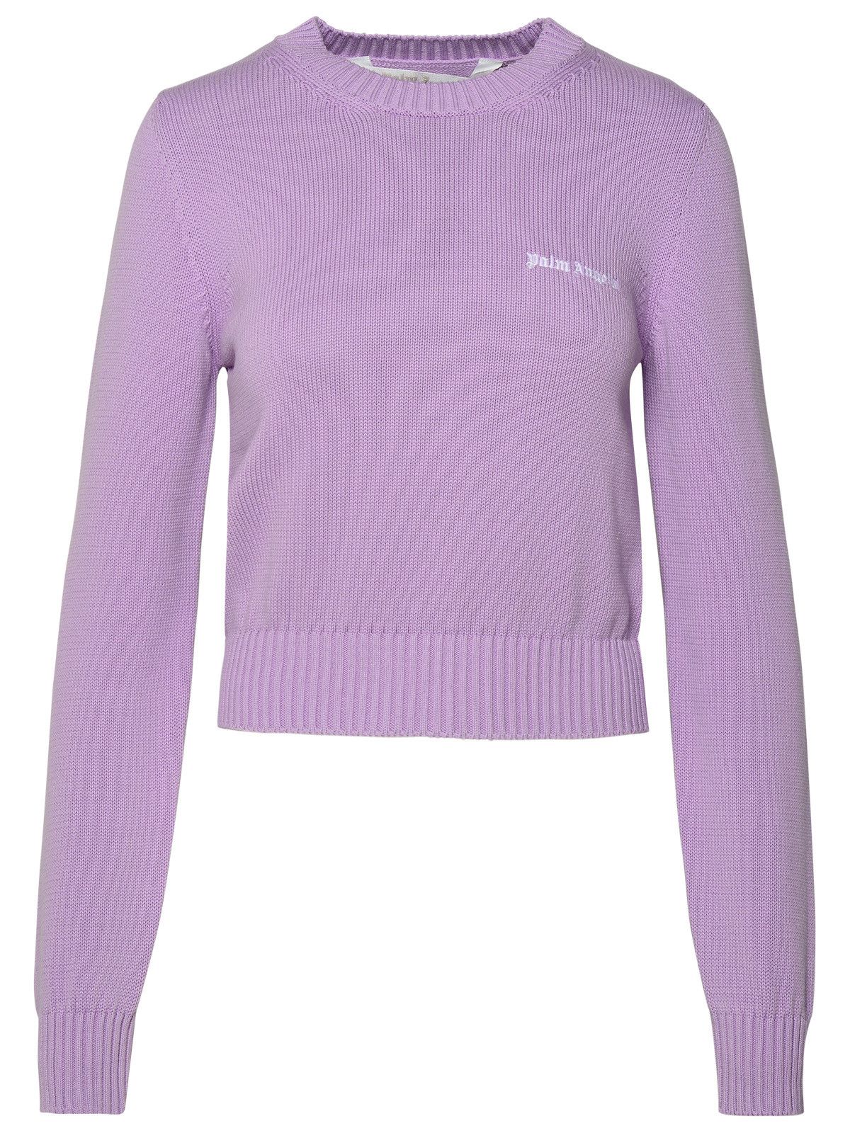 image of Palm Angels Lilac Cotton Sweater in Liliac, Women's (Size Medium)
