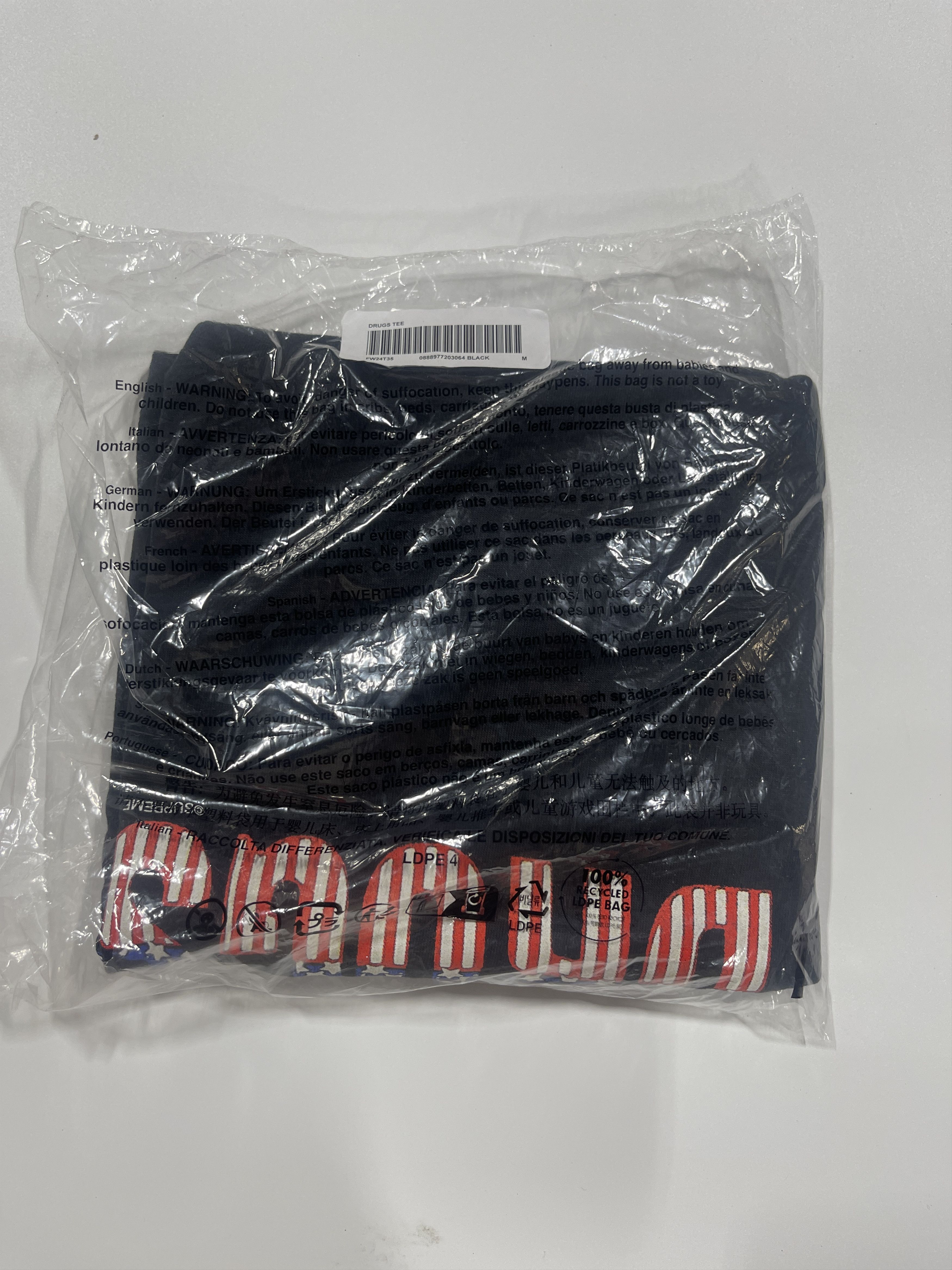 Supreme Supreme Drugs Tee Black Size M Size US M / EU 48-50 / 2 - 2 Thumbnail