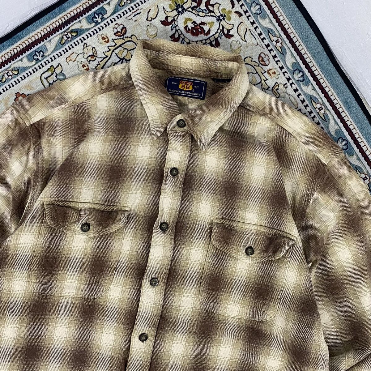 Route 66 2000s - Route 66 Usa Brown Veterano Flanel Shirt Size US L / EU 52-54 / 3 - 2 Thumbnail