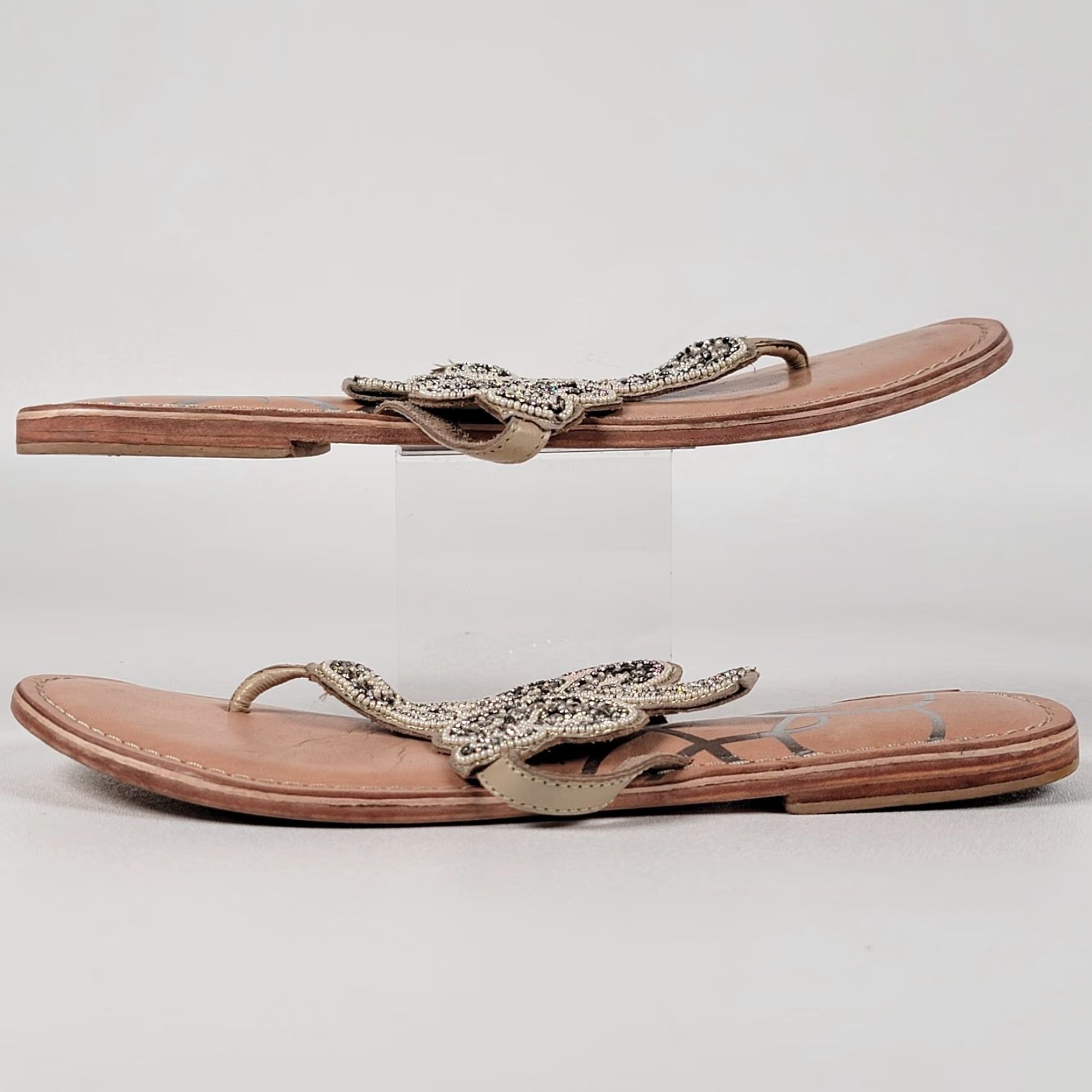 Vintage J. Renee Rhinestone Thong Sandals Women's Size 9 Olivia Miller Slip On Flat Silver Rhinestone Sandal Slide Women Shoes Size US 9 / IT 39 - 5 Thumbnail